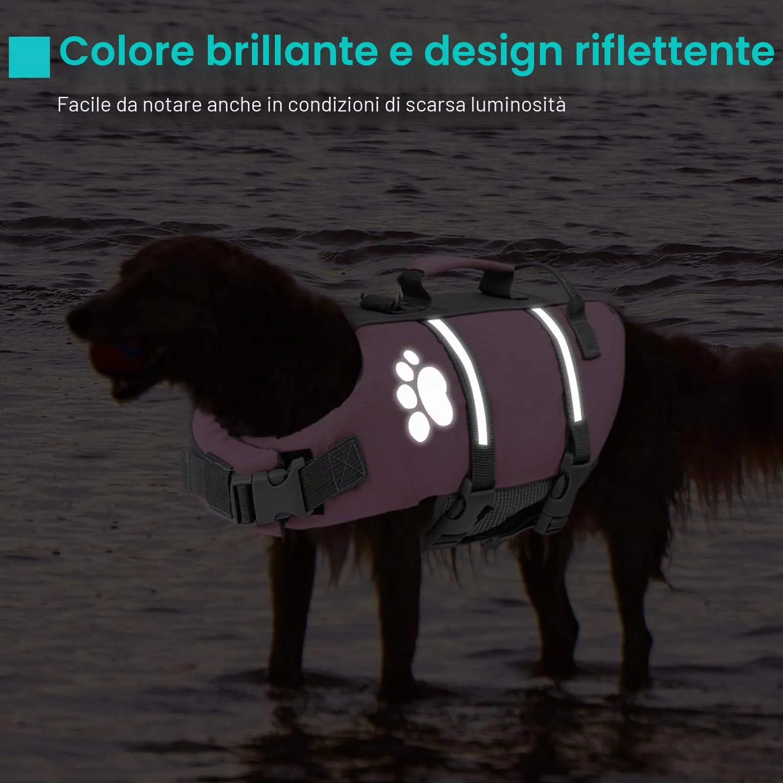 Queenmore Salvagente per Cani con Maniglia di Salvataggio, Rosa, L - immagine 4