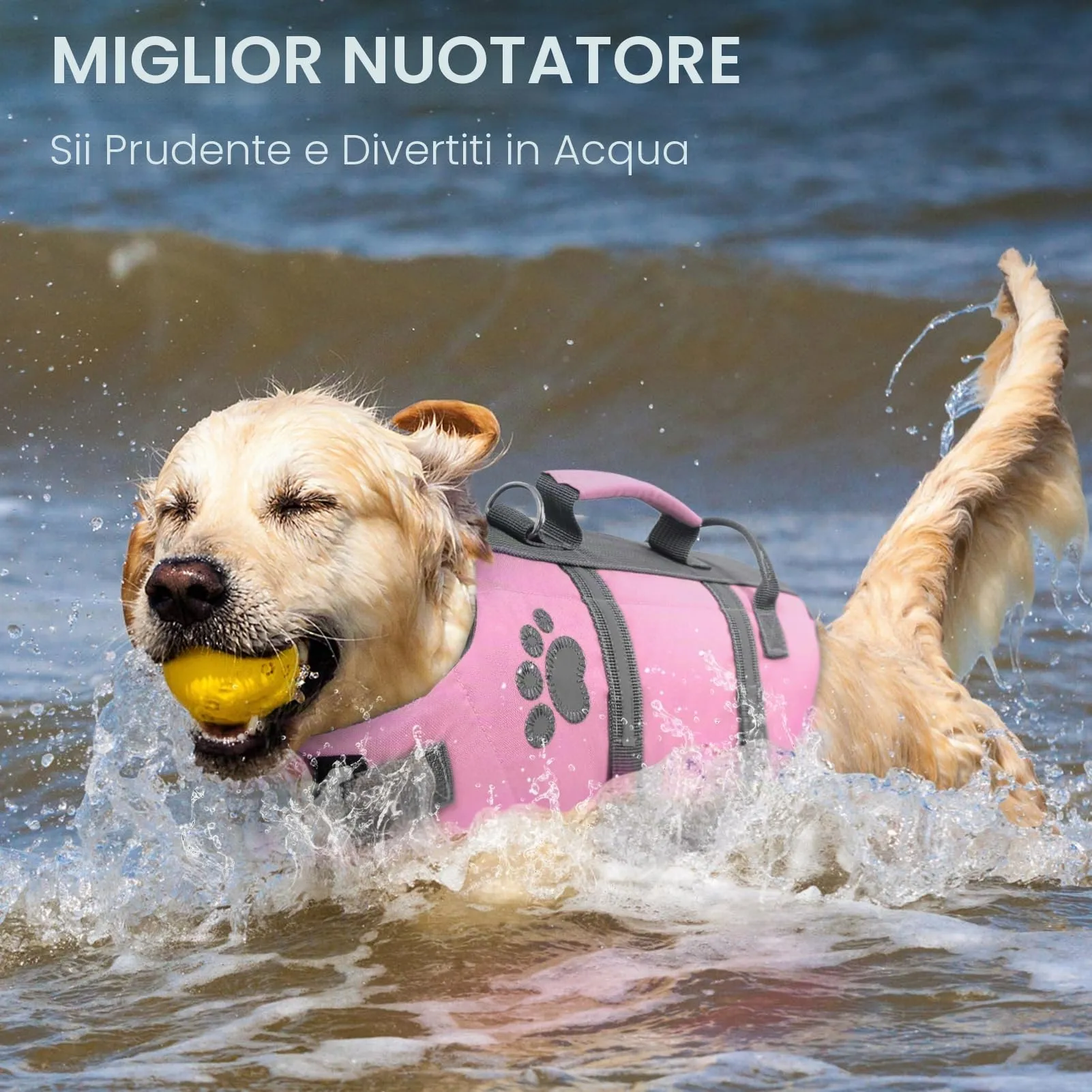 Queenmore Giubbotto Salvagente per Cani Grandi, Regolabile e Riflettente, Rosa, XL - immagine 6