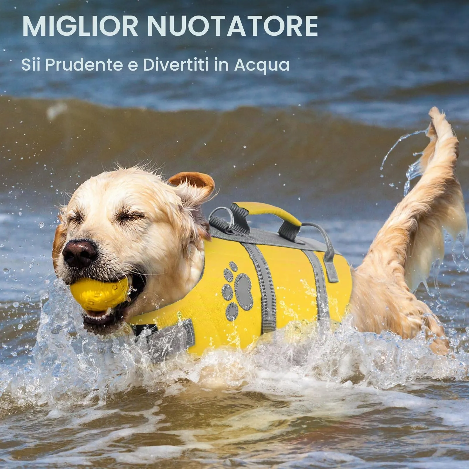 Queenmore Giubbotto Salvagente per Cani Grandi, Riflettente e Regolabile, Giallo, XL - immagine 6