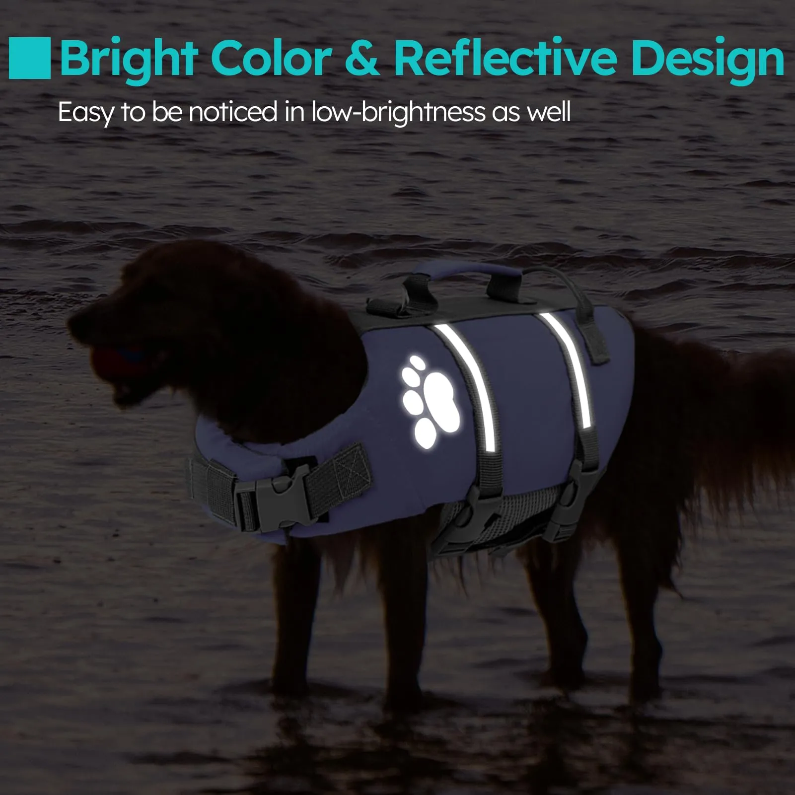 Queenmore Giubbotto Salvagente per Cani Grandi, Regolabile e Riflettente, Lilac, XL - immagine 4