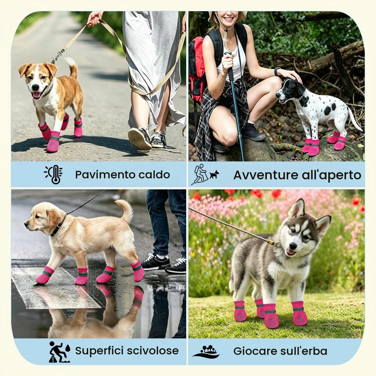 YEAMLTE Scarpe Estive per Cani in Rete, Antiscivolo e Traspiranti, 4 Pezzi - immagine 7