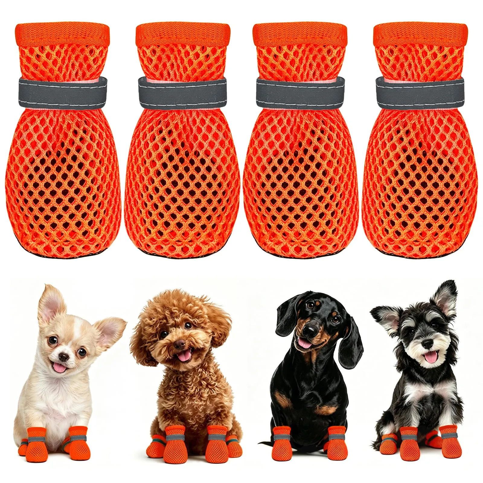 YEAMLTE Scarpe Estive per Cani in Rete, Antiscivolo e Traspiranti, 4 Pezzi - immagine 1
