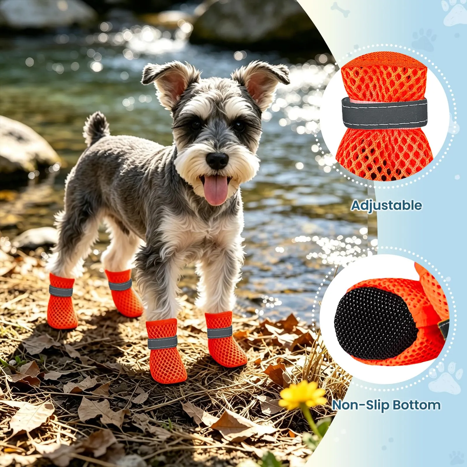 YEAMLTE Scarpe Estive per Cani in Rete, Antiscivolo e Traspiranti, 4 Pezzi - immagine 3