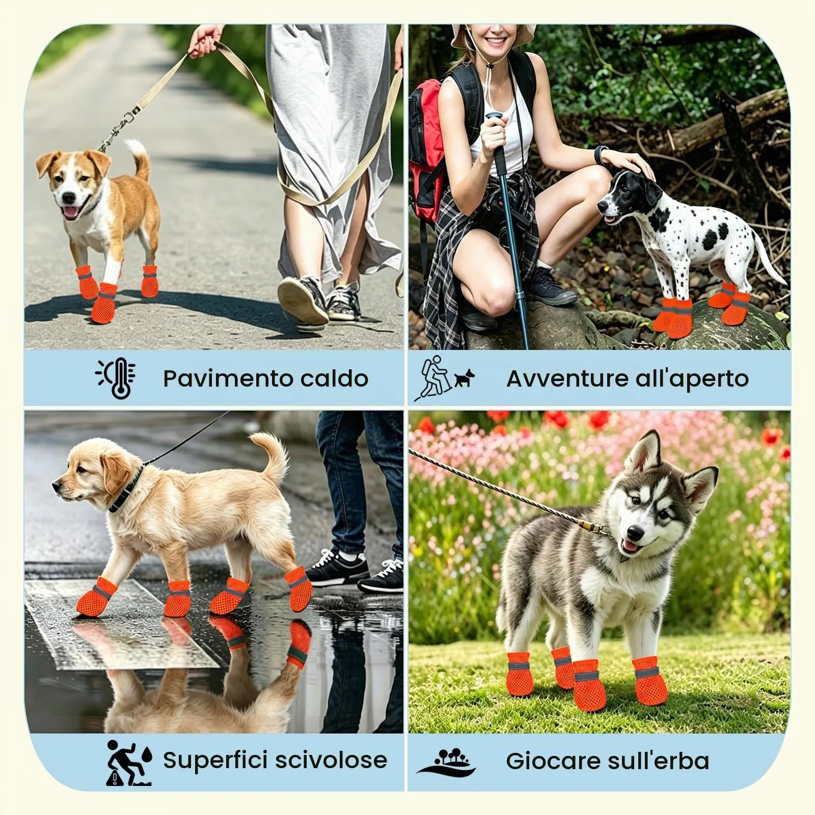 YEAMLTE Scarpe Estive per Cani in Rete, Antiscivolo e Traspiranti, 4 Pezzi - immagine 7