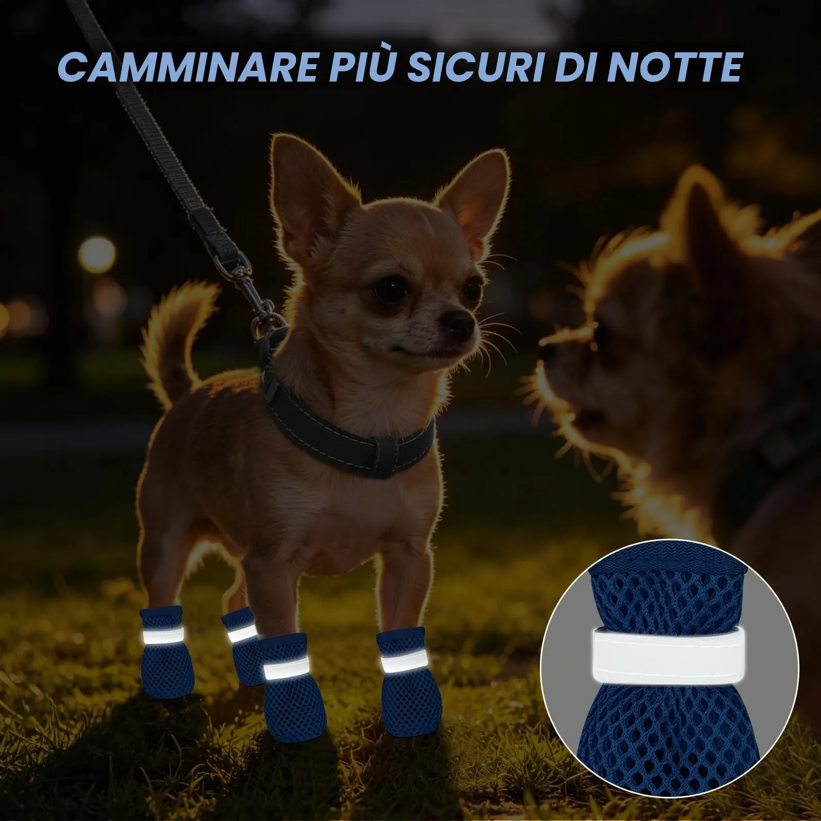 YEAMLTE Scarpe Estive in Rete per Cani, 4 Pezzi, Antiscivolo e Traspiranti, Blu, Taglia S - immagine 5