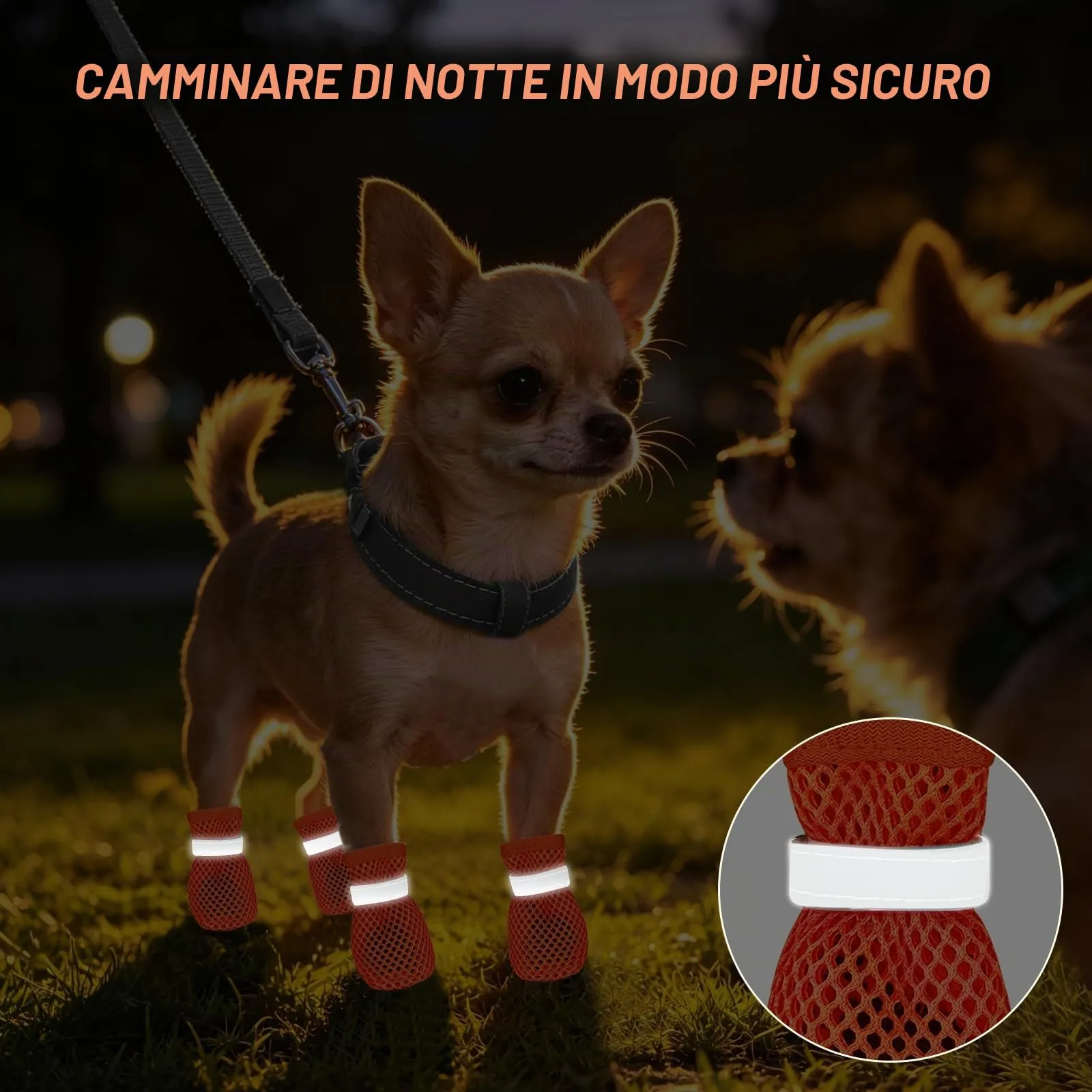 YEAMLTE Scarpe Estive in Rete per Cani, 4 Pezzi, Antiscivolo e Traspiranti, XL, Orange - immagine 5