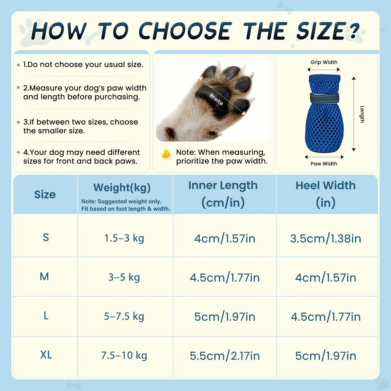 YEAMLTE Scarpe Estive per Cani in Rete, Antiscivolo e Traspiranti, 4 Pezzi, Blu, XL - immagine 2
