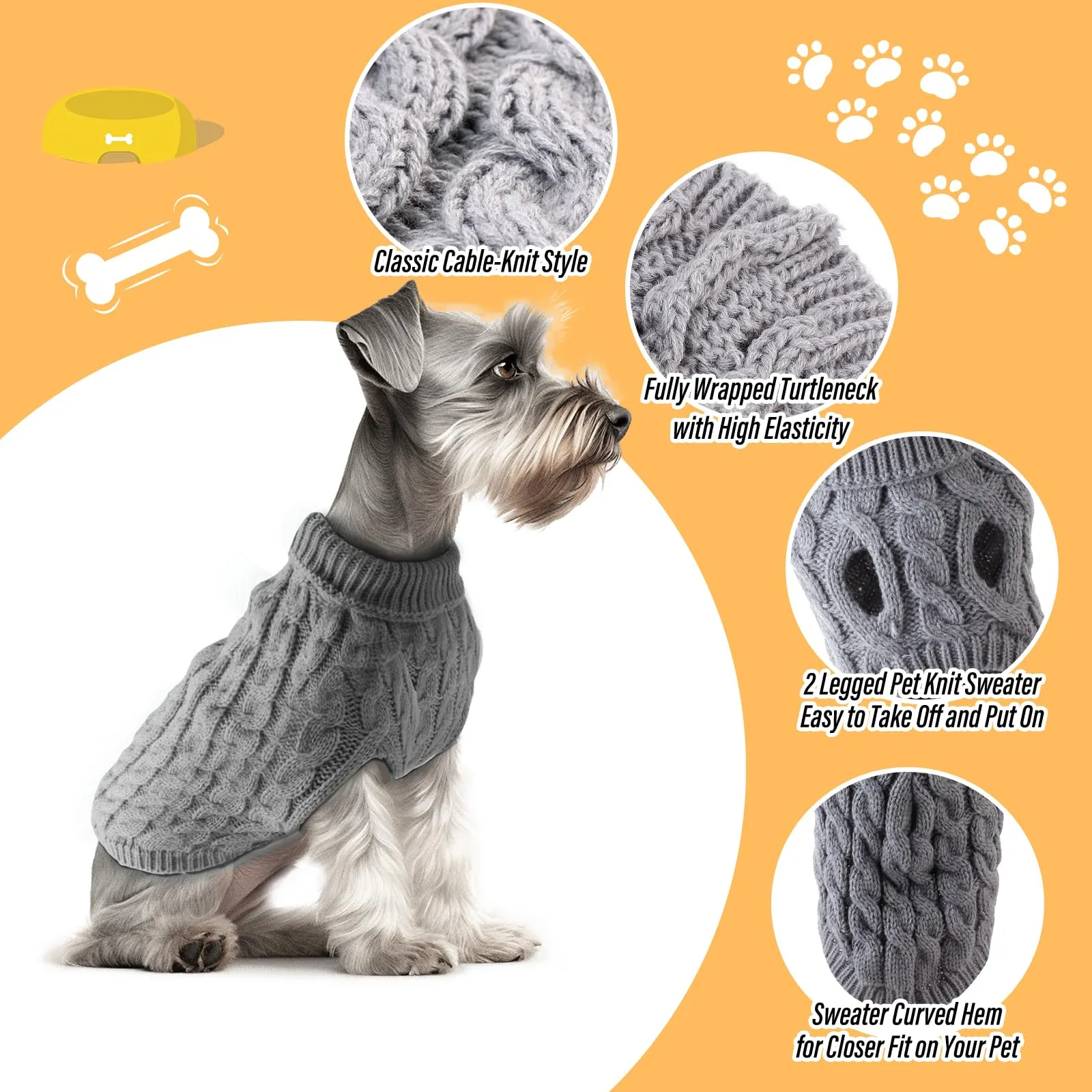 Fiohiros Maglioncino per Cani e Gatti, Taglia M, Rosa e Grigio - immagine 3