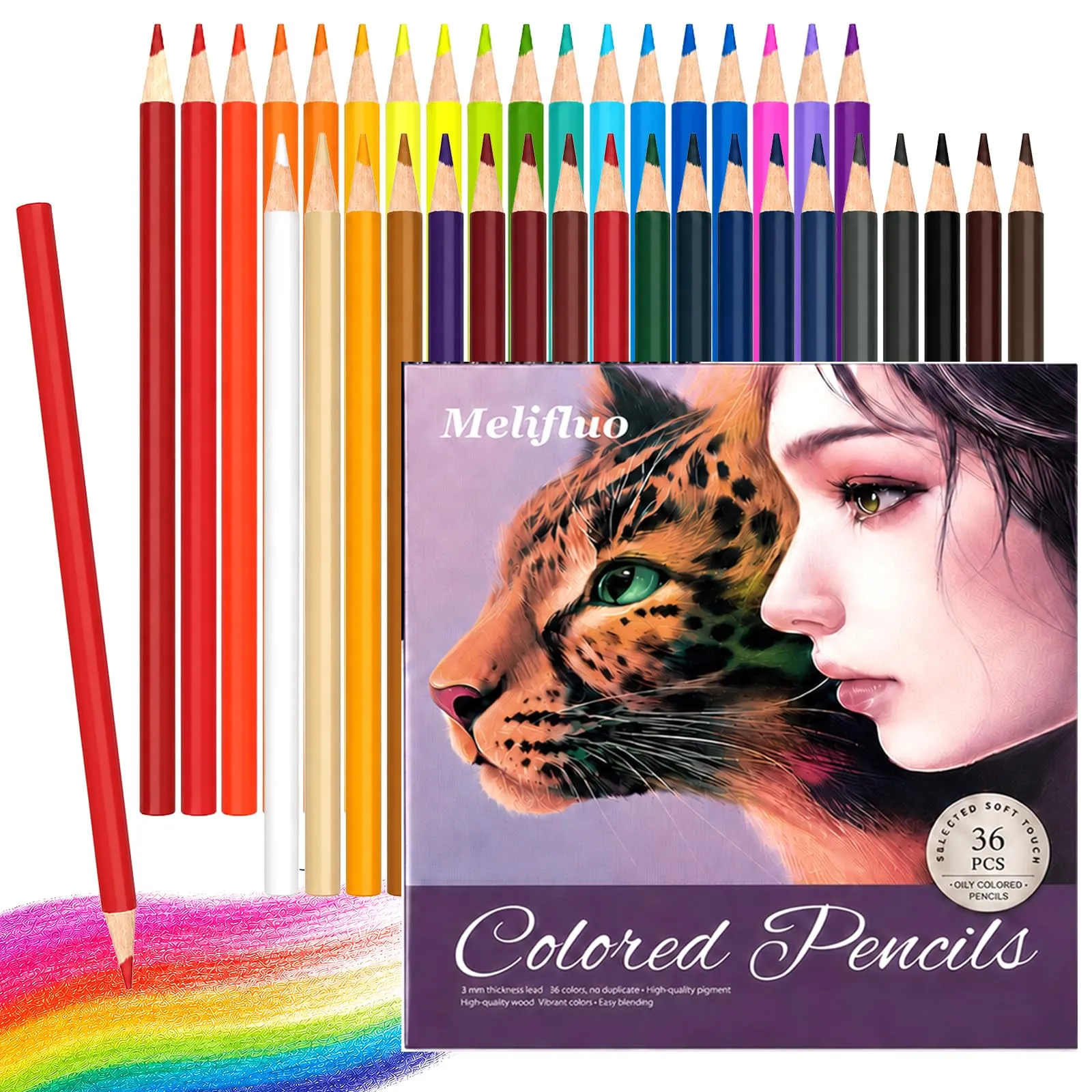 Melifluo Matite Colorate 36 Colori per Disegno, Morbide e Sovrapponibili - immagine 1