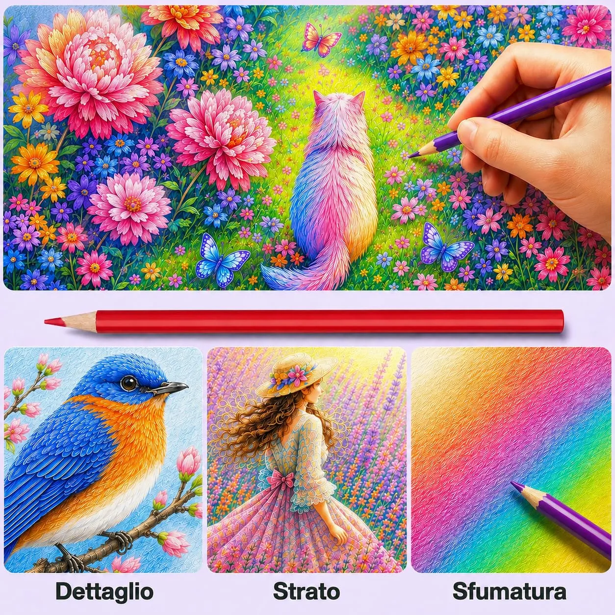 Melifluo Matite Colorate 36 Colori per Disegno, Morbide e Sovrapponibili - immagine 2
