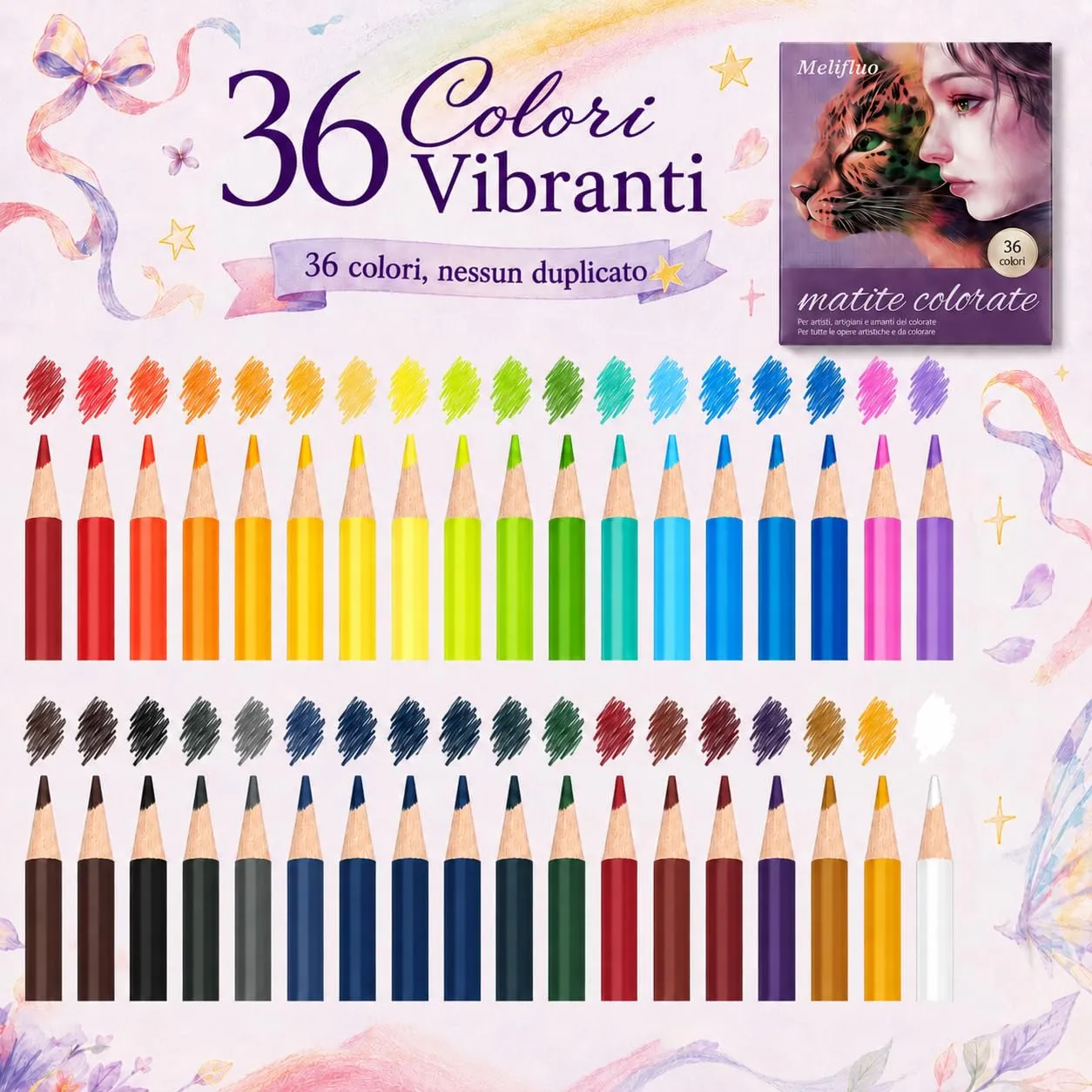 Melifluo Matite Colorate 36 Colori per Disegno, Morbide e Sovrapponibili - immagine 5