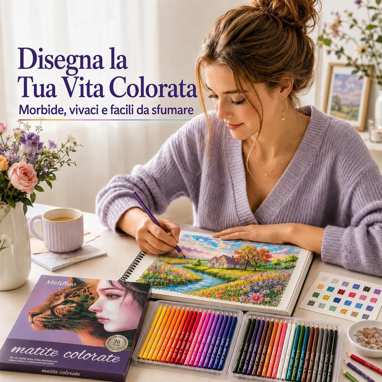 Melifluo Matite Colorate 36 Colori per Disegno, Morbide e Sovrapponibili - immagine 8