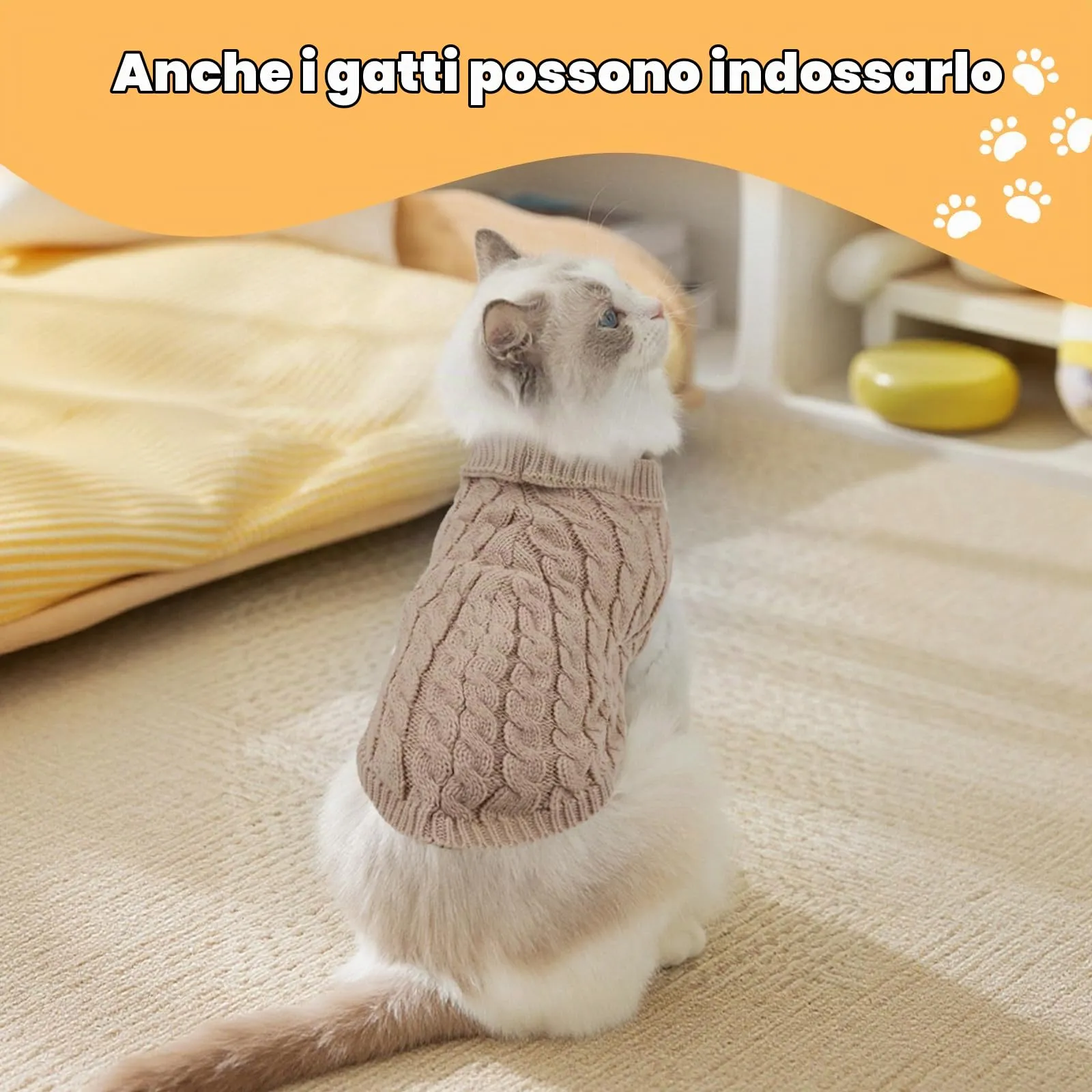 Fiohiros Maglioncino per Cani e Gatti, Taglia L, Bianco Perla e Nero - immagine 5