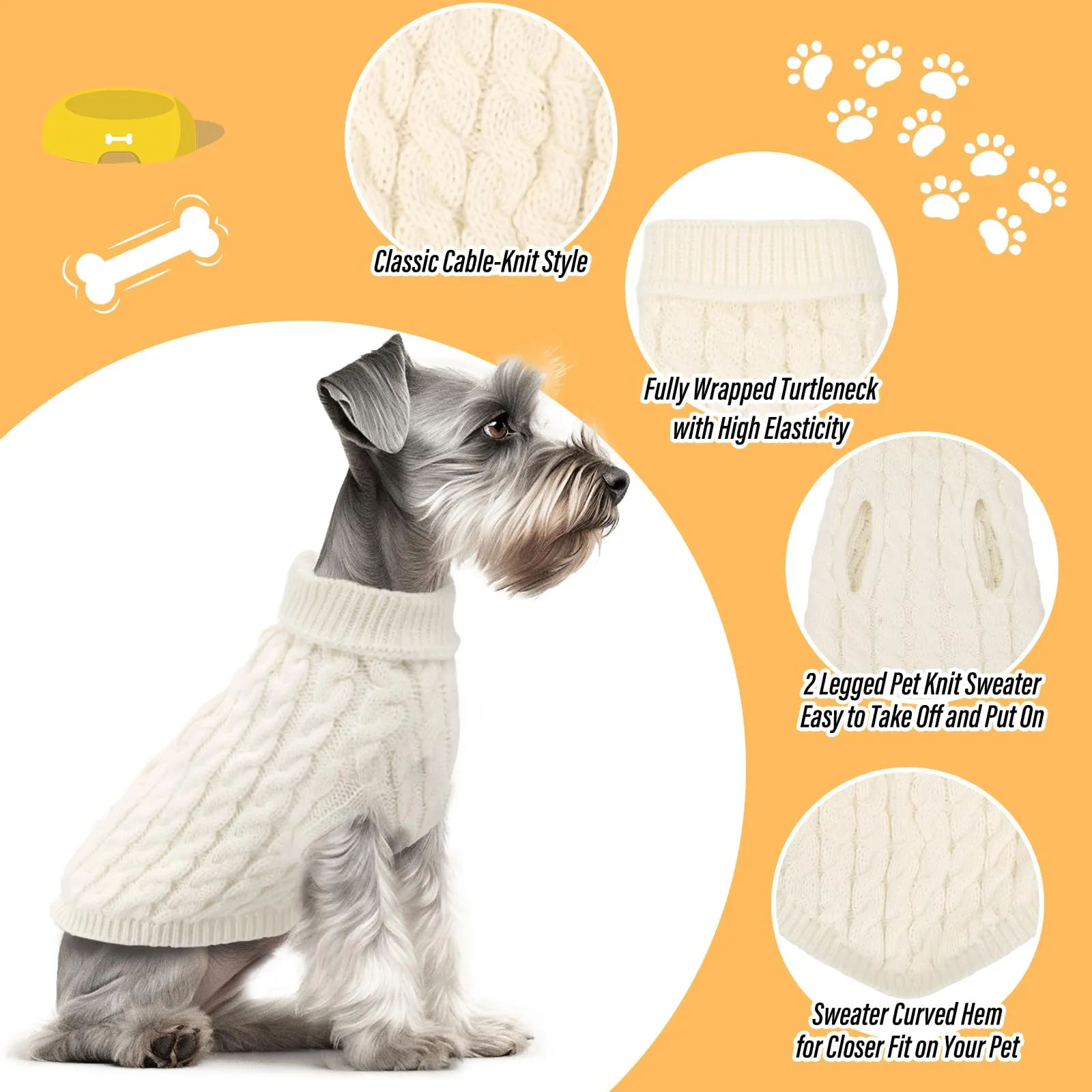 Fiohiros Maglioncino Tricotato per Cani e Gatti, Rosso + Bianco, XL - immagine 2