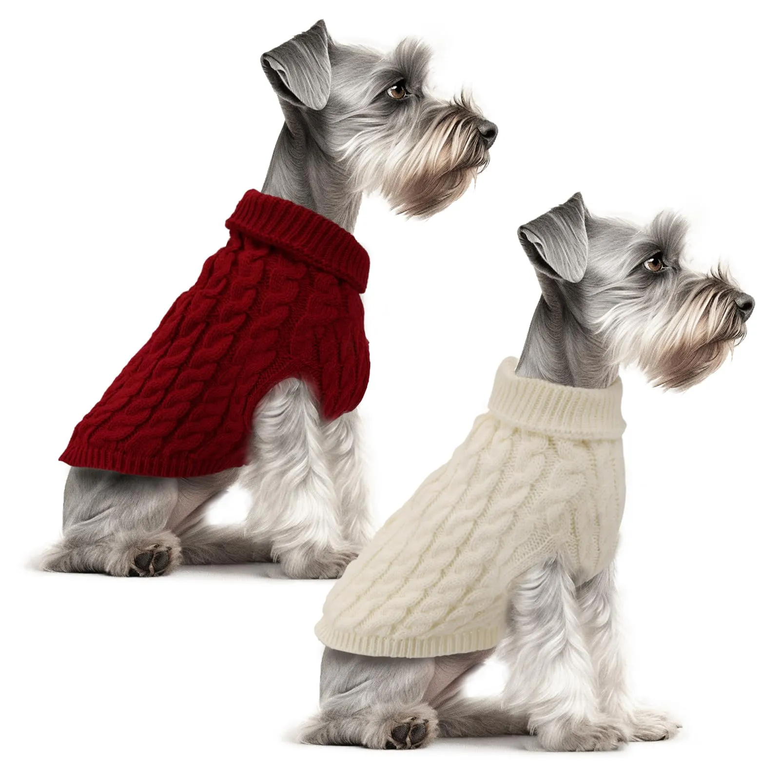 Fiohiros Maglione Tricotato per Cani di Taglia Piccola, Rosso + Bianco, S - immagine 1