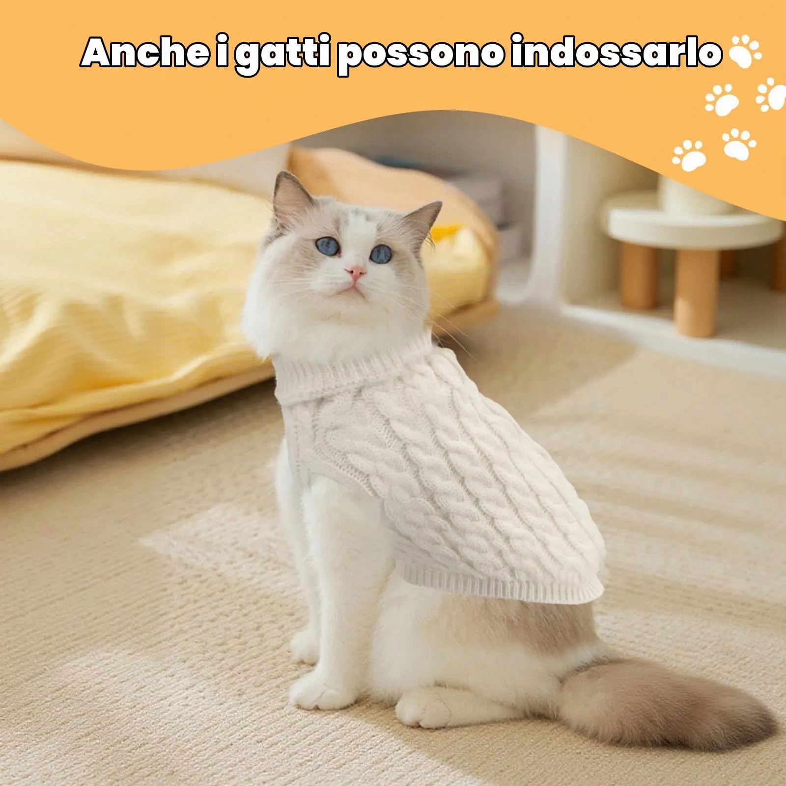 Fiohiros Maglione Tricotato per Cani di Taglia Piccola, Rosso + Bianco, S - immagine 5