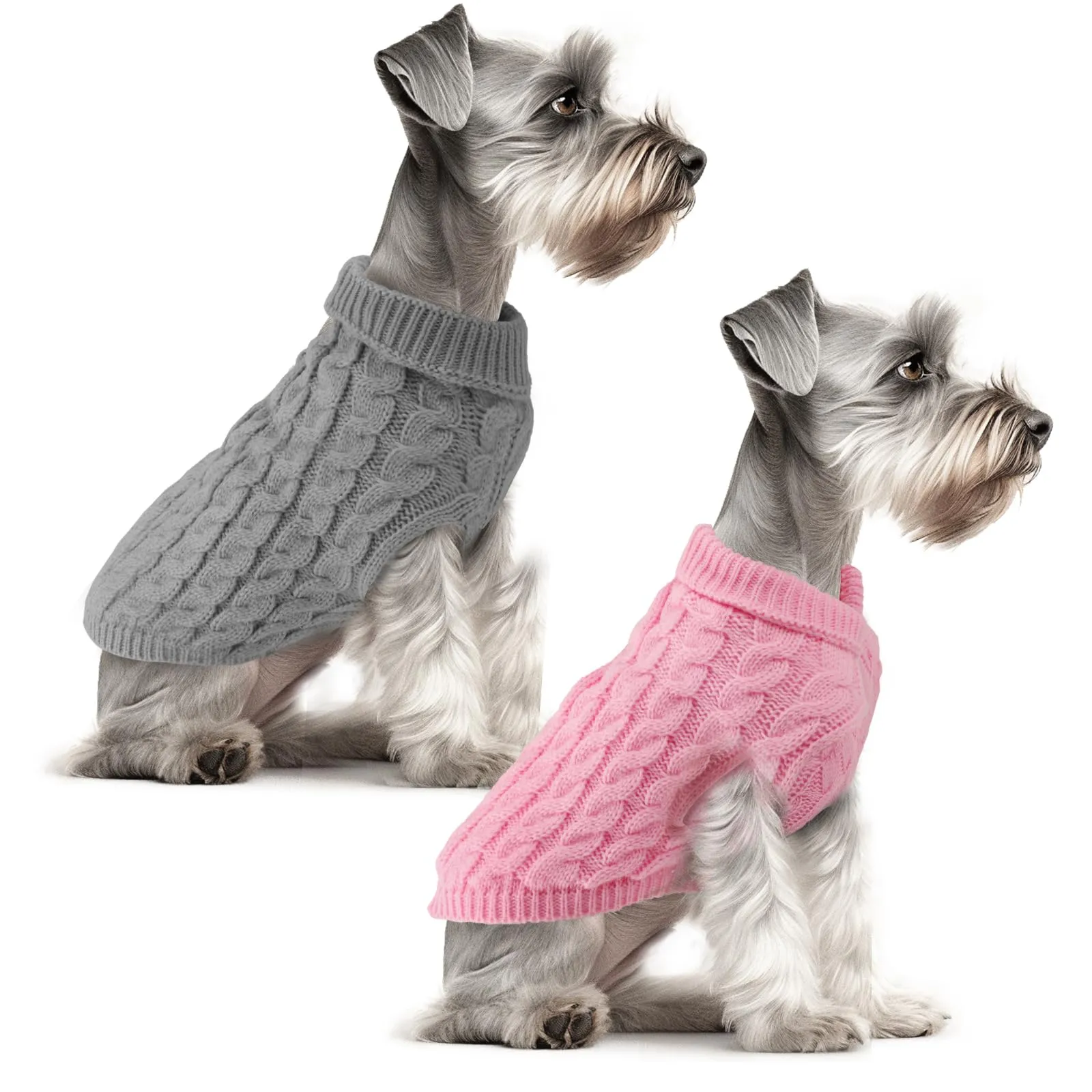 Fiohiros Maglioncino per Cani e Gatti, Taglia L, Rosa + Grigio - immagine 1