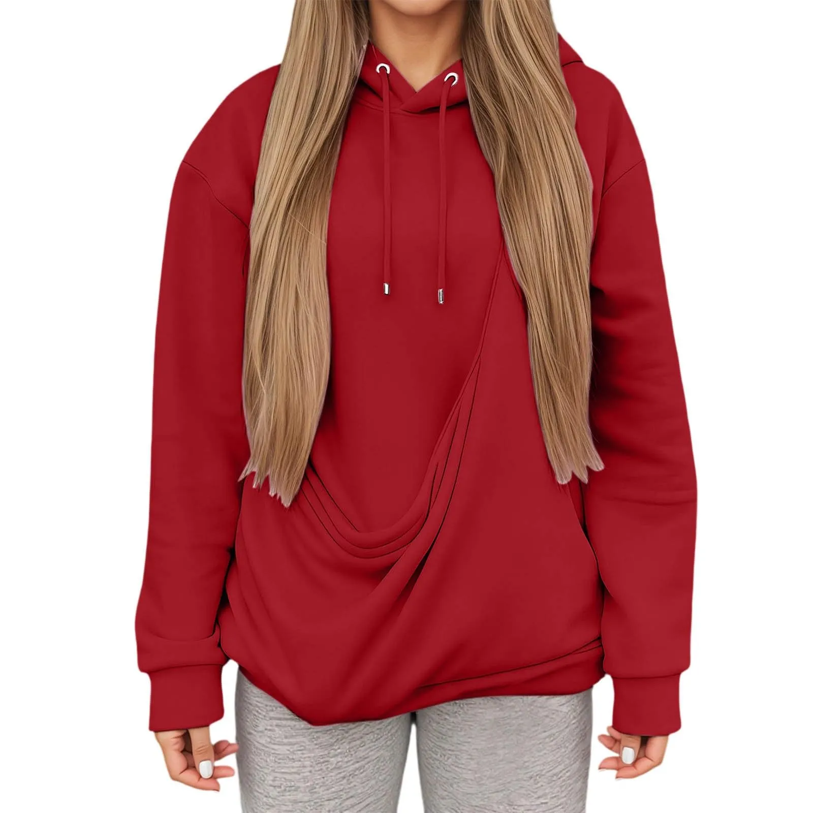 Felpa con Cappuccio Donna con Tasca Porta Animali per Cani e Gatti, Pullover Casual Invernale - immagine 1