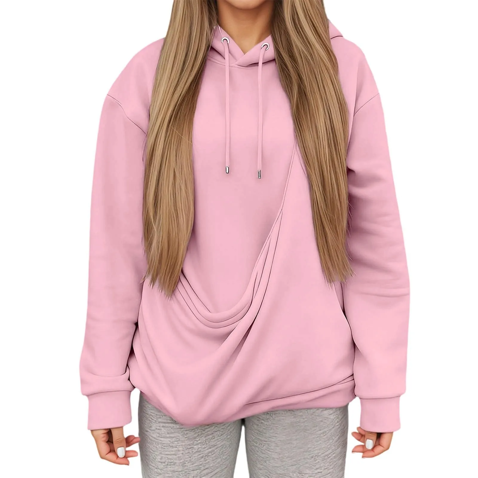 Generico Felpa con Cappuccio e Tasca Porta Animali per Cani e Gatti, Pullover Casual Invernale, Rosa, 3XL - immagine 2