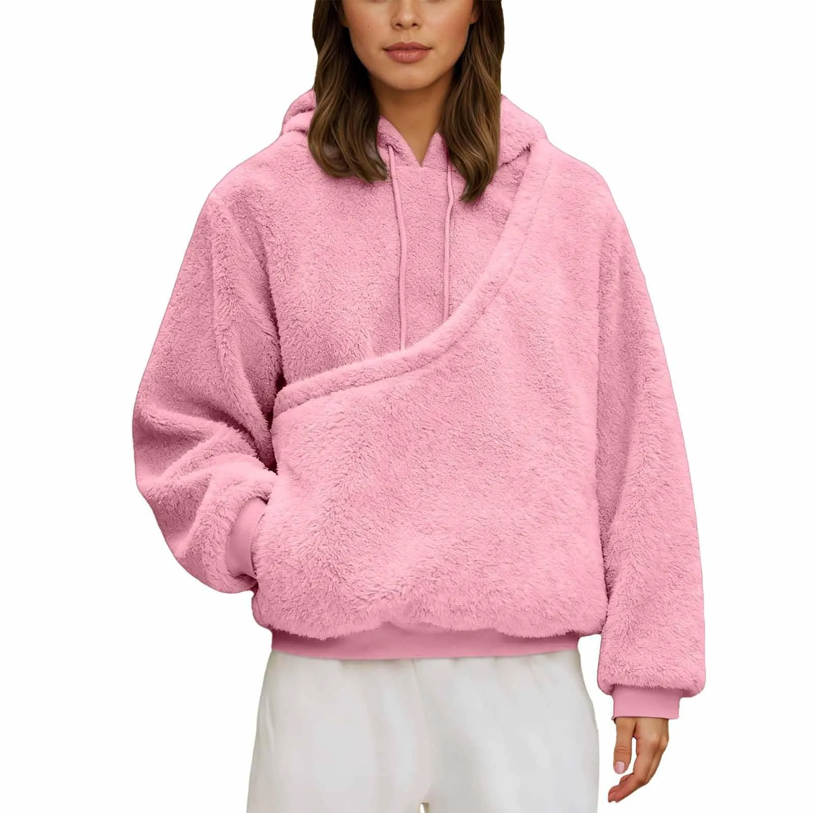 Generico Felpa con Cappuccio e Tasca Porta Animali per Cani e Gatti, Pullover Casual Invernale - Rosa, XL - immagine 1