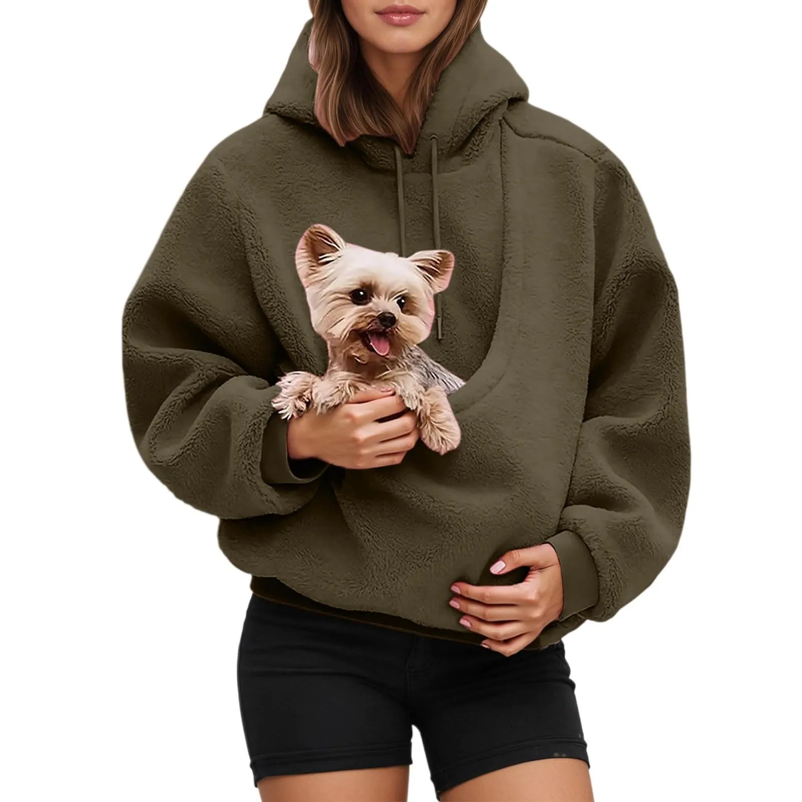 Generico Felpa con Cappuccio e Tasca Porta Animali per Cani e Gatti, Pullover Casual Invernale - immagine 2