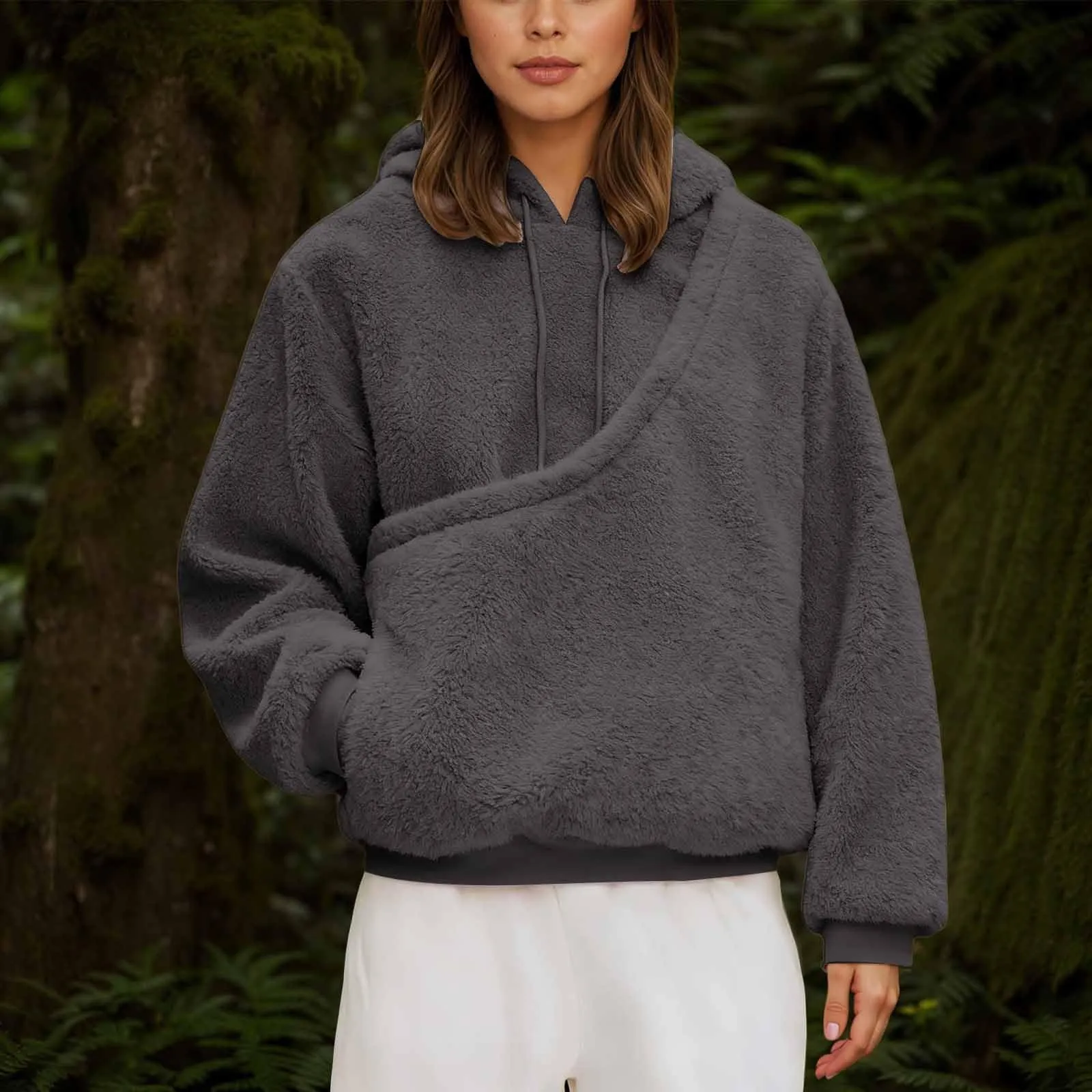 Felpa con Cappuccio Donna con Tasca Porta Animali per Cani e Gatti - immagine 2