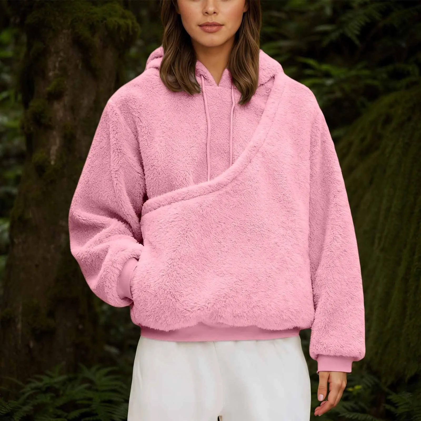 Generico Felpa con Cappuccio e Tasca Porta Animali per Cani e Gatti, Pullover Casual Invernale, Rosa - immagine 2