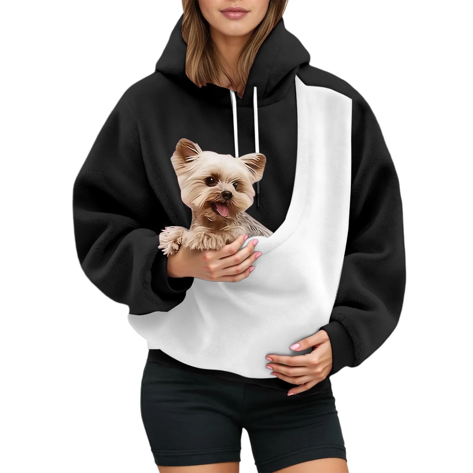 Generico Felpa con Cappuccio e Tasca Porta Animali per Cani e Gatti, Pullover Casual Invernale - immagine 1