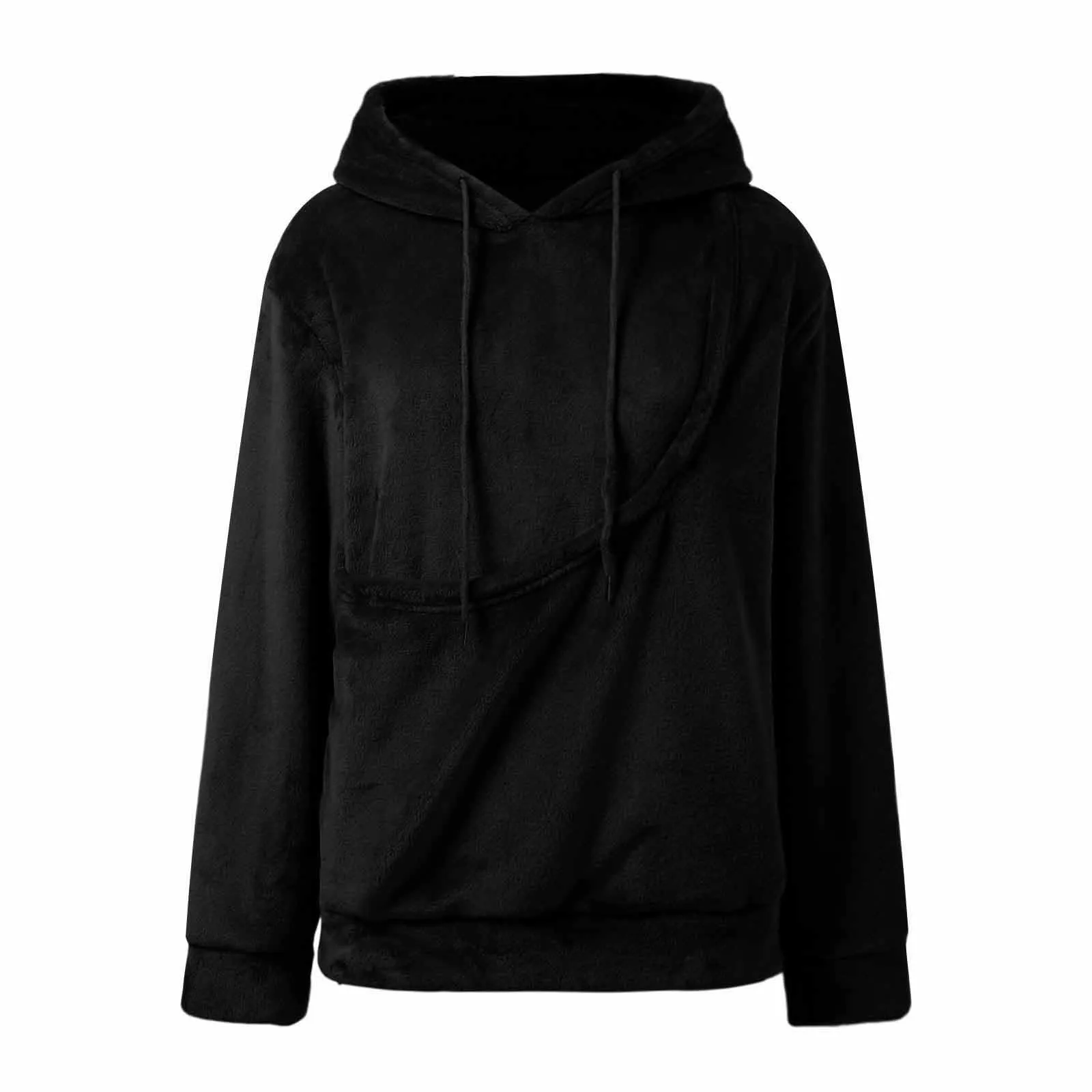 Generico Felpa con Cappuccio Donna con Tasca Porta Animali per Cani e Gatti, Pullover Casual Invernale - immagine 5