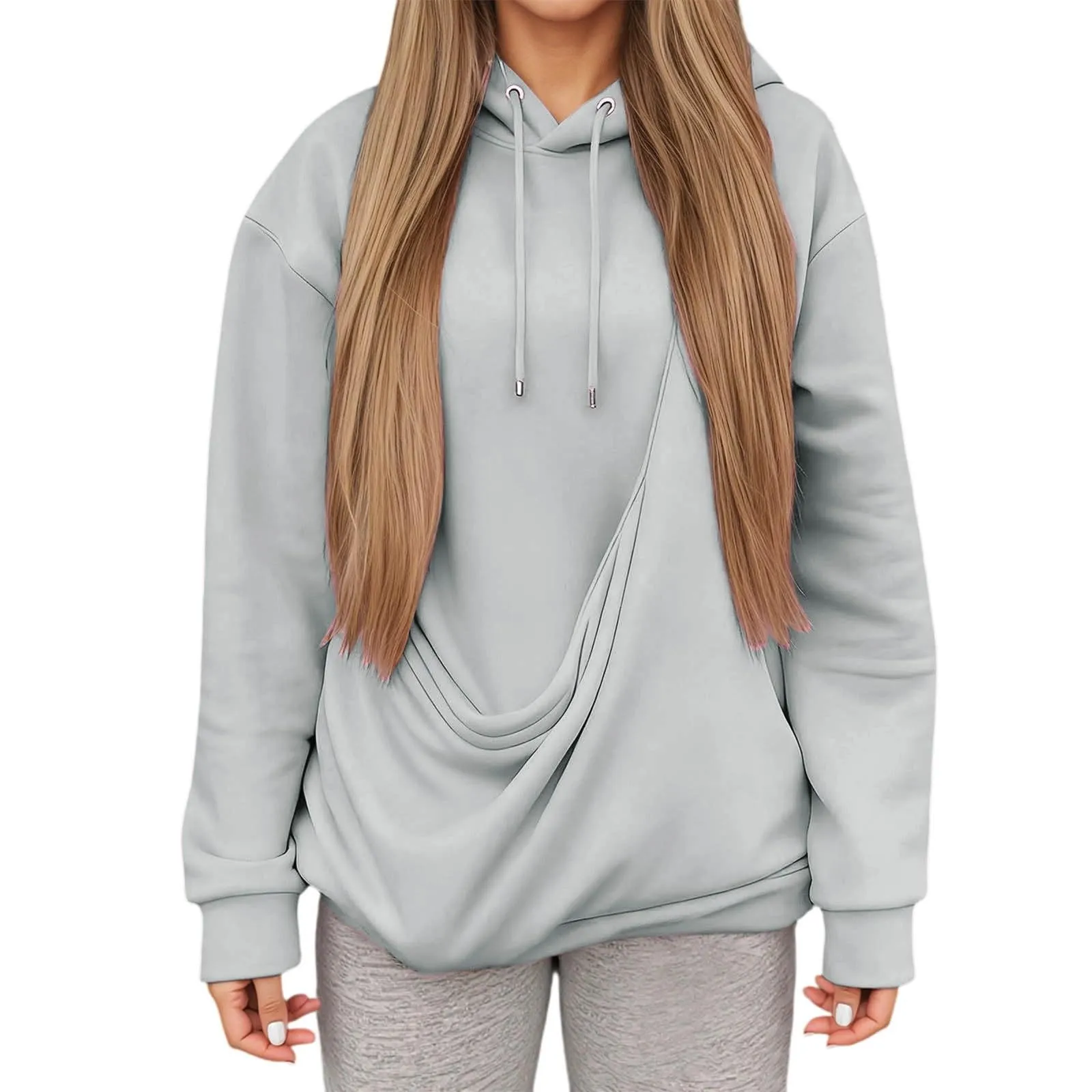 Generico Felpa con Cappuccio e Tasca Porta Animali per Cani e Gatti, Pullover Casual Invernale, Grigio Chiaro, M - immagine 1