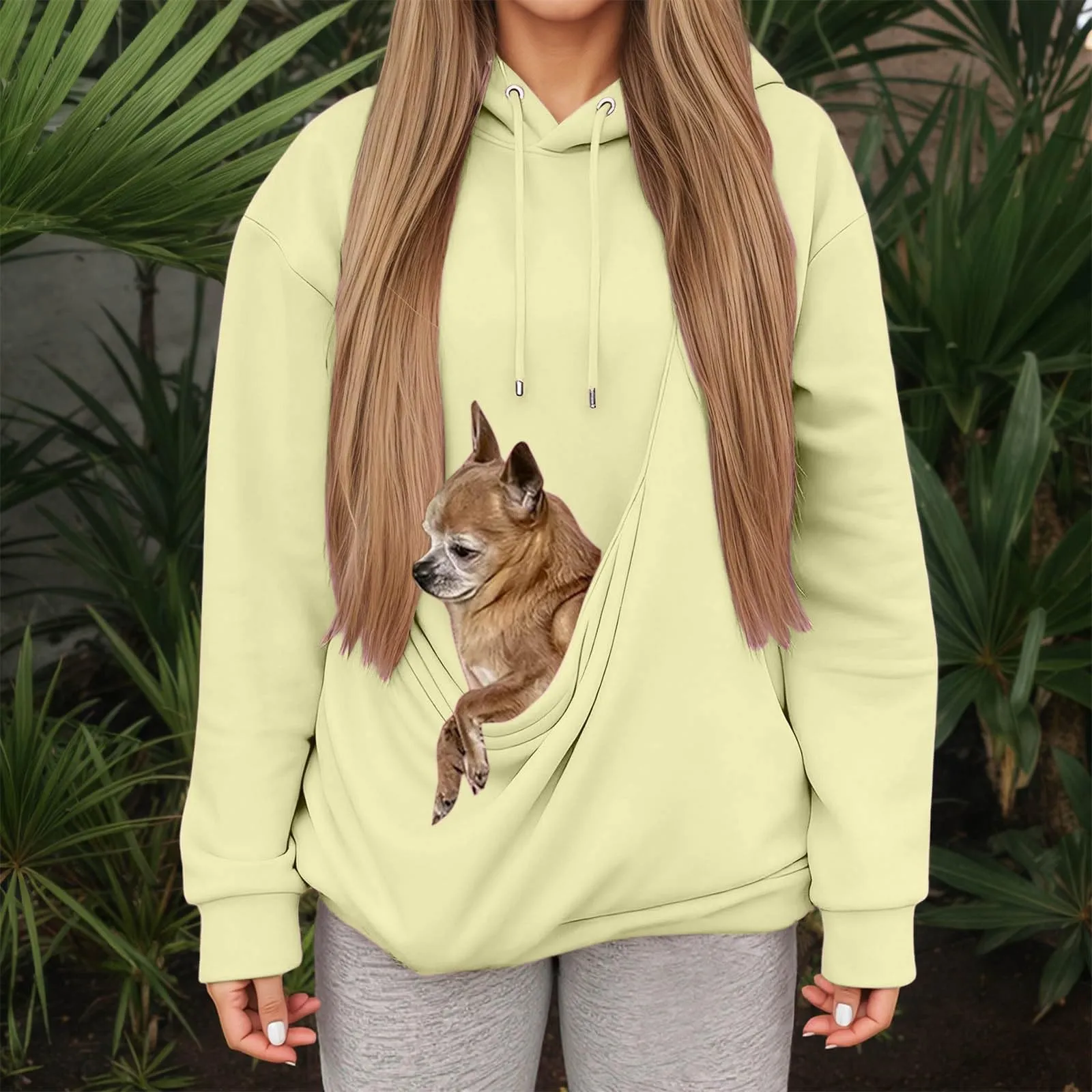 Generico Felpa con Cappuccio e Tasca Porta Animali per Cani e Gatti, Pullover Casual Invernale - immagine 3
