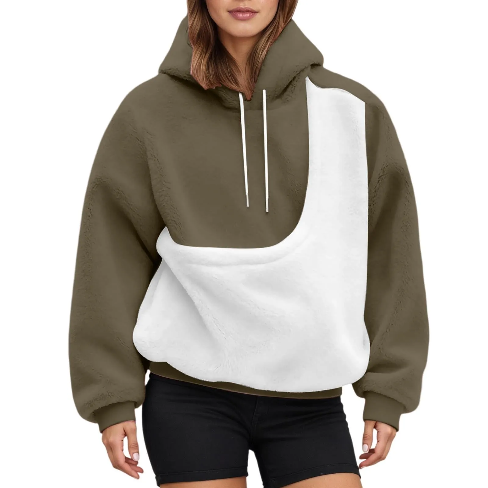 Felpa con Cappuccio Donna con Tasca Porta Animali per Cani e Gatti - Pullover Casual Invernale Generico - immagine 6