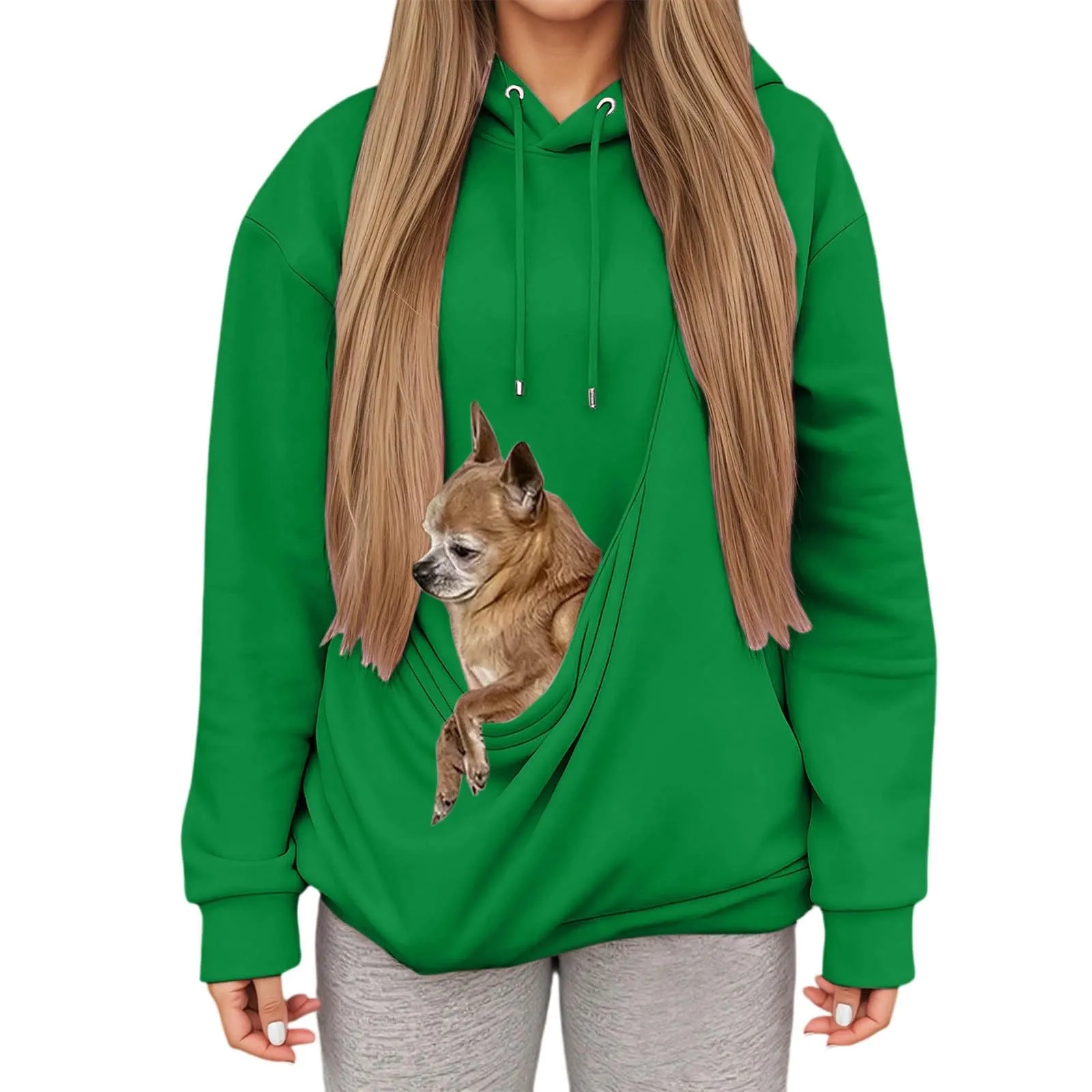Felpa con Cappuccio e Tasca Porta Animali per Cani e Gatti, Pullover Casual Invernale - immagine 1
