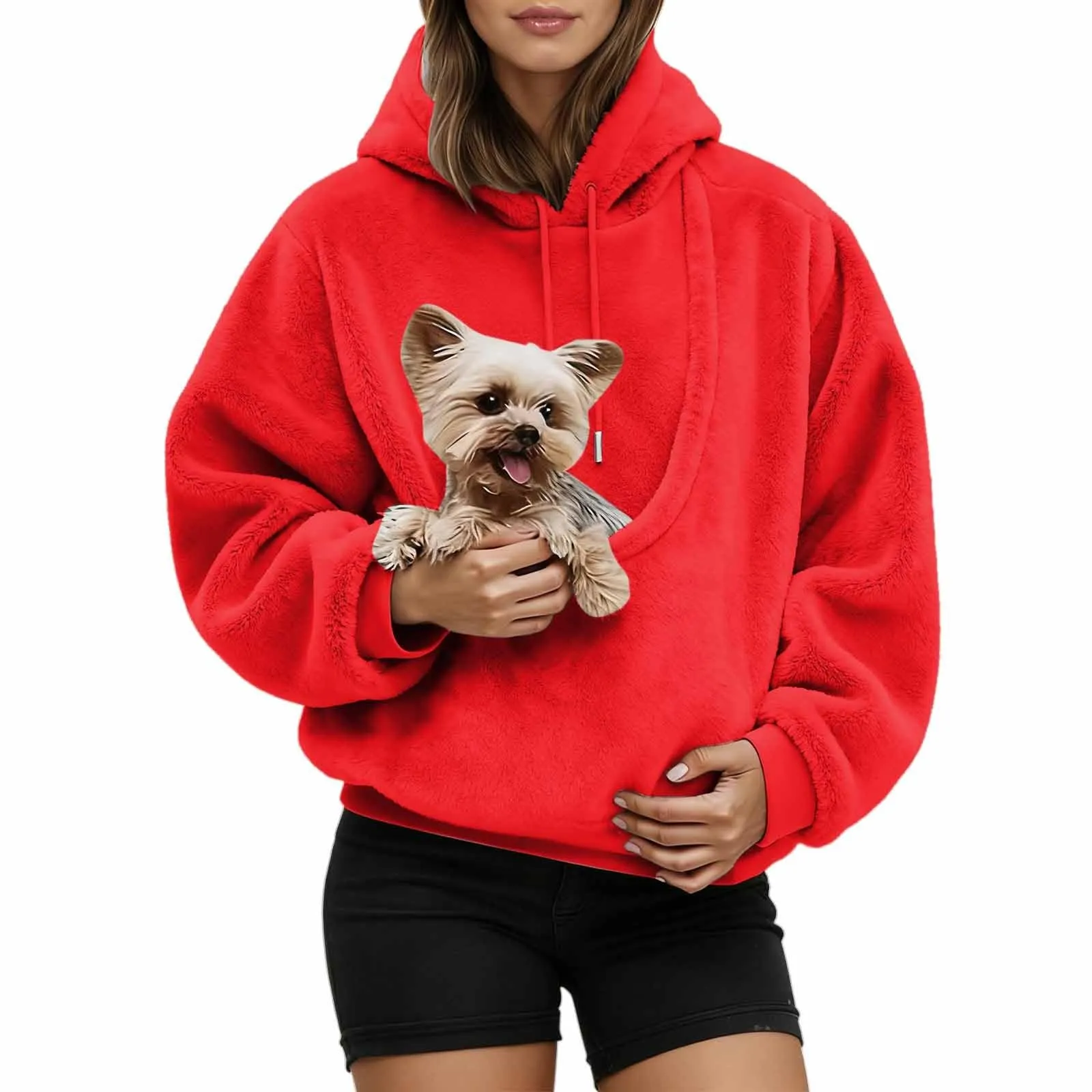 Generico Felpa con Cappuccio e Tasca Porta Animali per Cani e Gatti, Pullover Casual Invernale - immagine 1