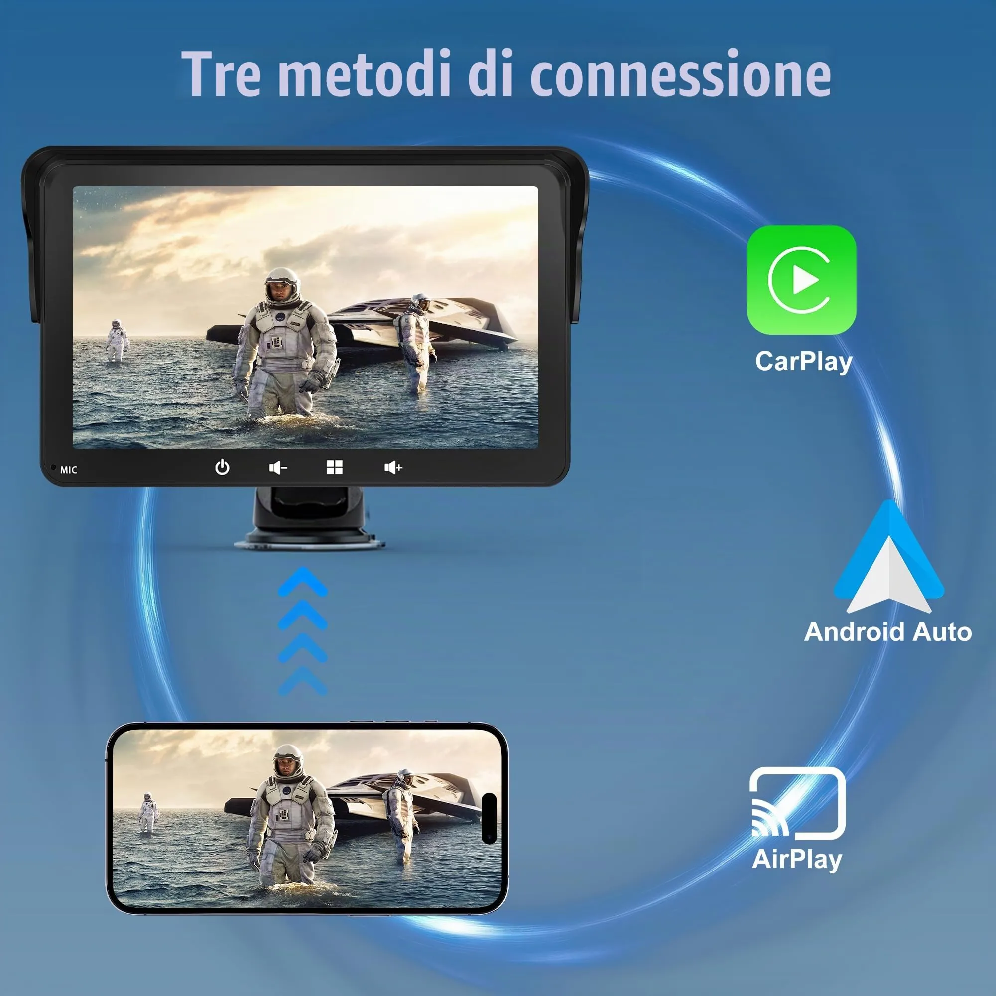 Alltolink A9 Schermo portatile CarPlay 7 pollici con parasole - immagine 3
