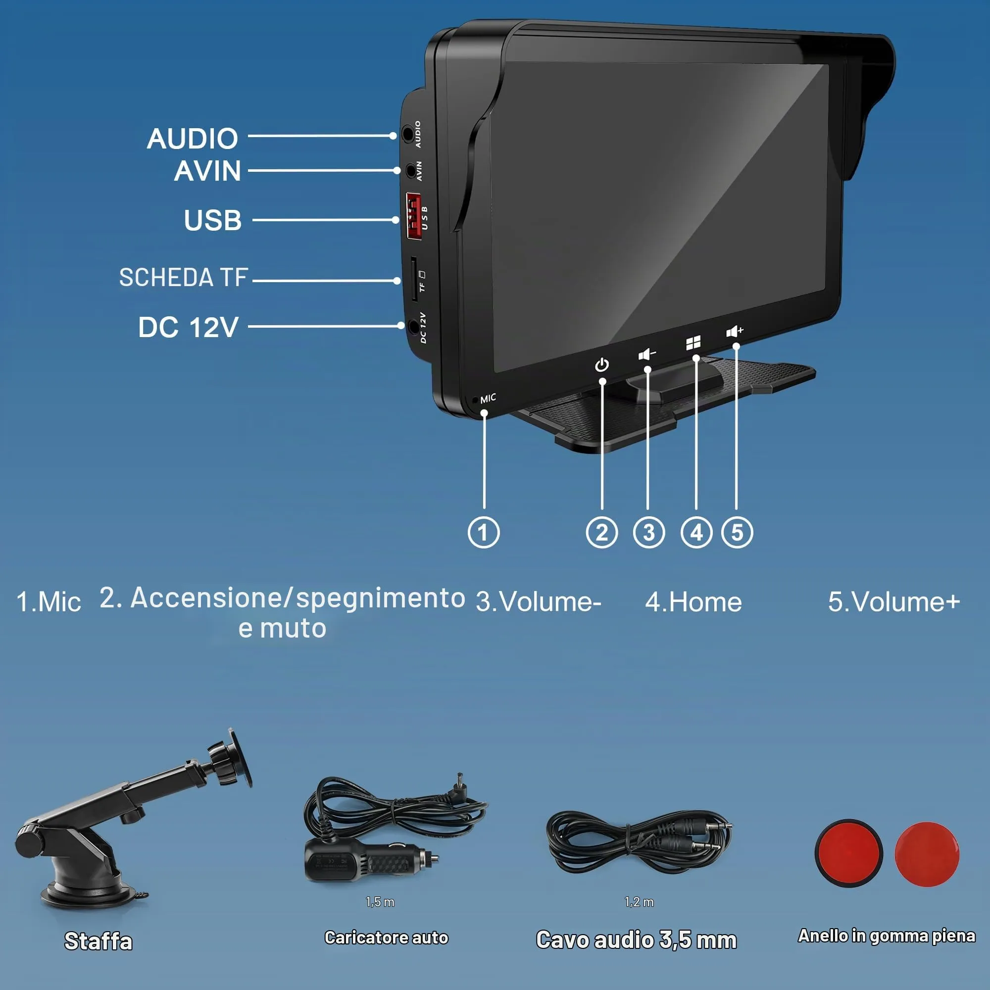 Alltolink A9 Schermo portatile CarPlay 7 pollici con parasole - immagine 6
