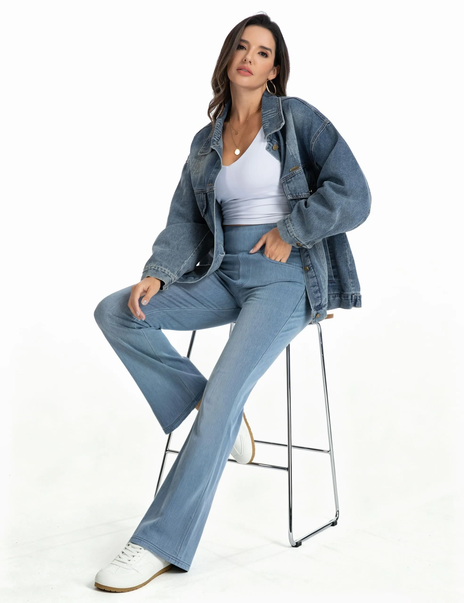 The Gym People Jeans Bootcut Donna Vita Alta Stretch Jeggings Zampa - immagine 6
