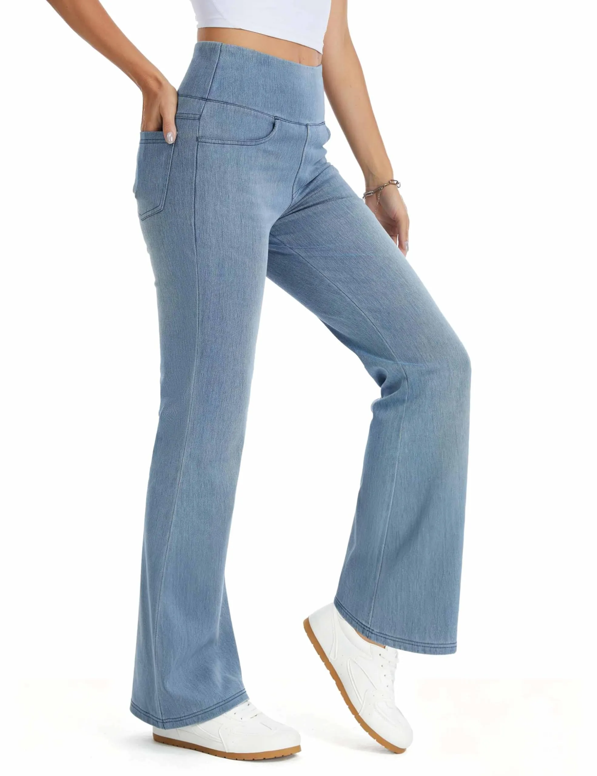 The Gym People Jeans Bootcut Donna Vita Alta Stretch Jeggings Zampa - immagine 1