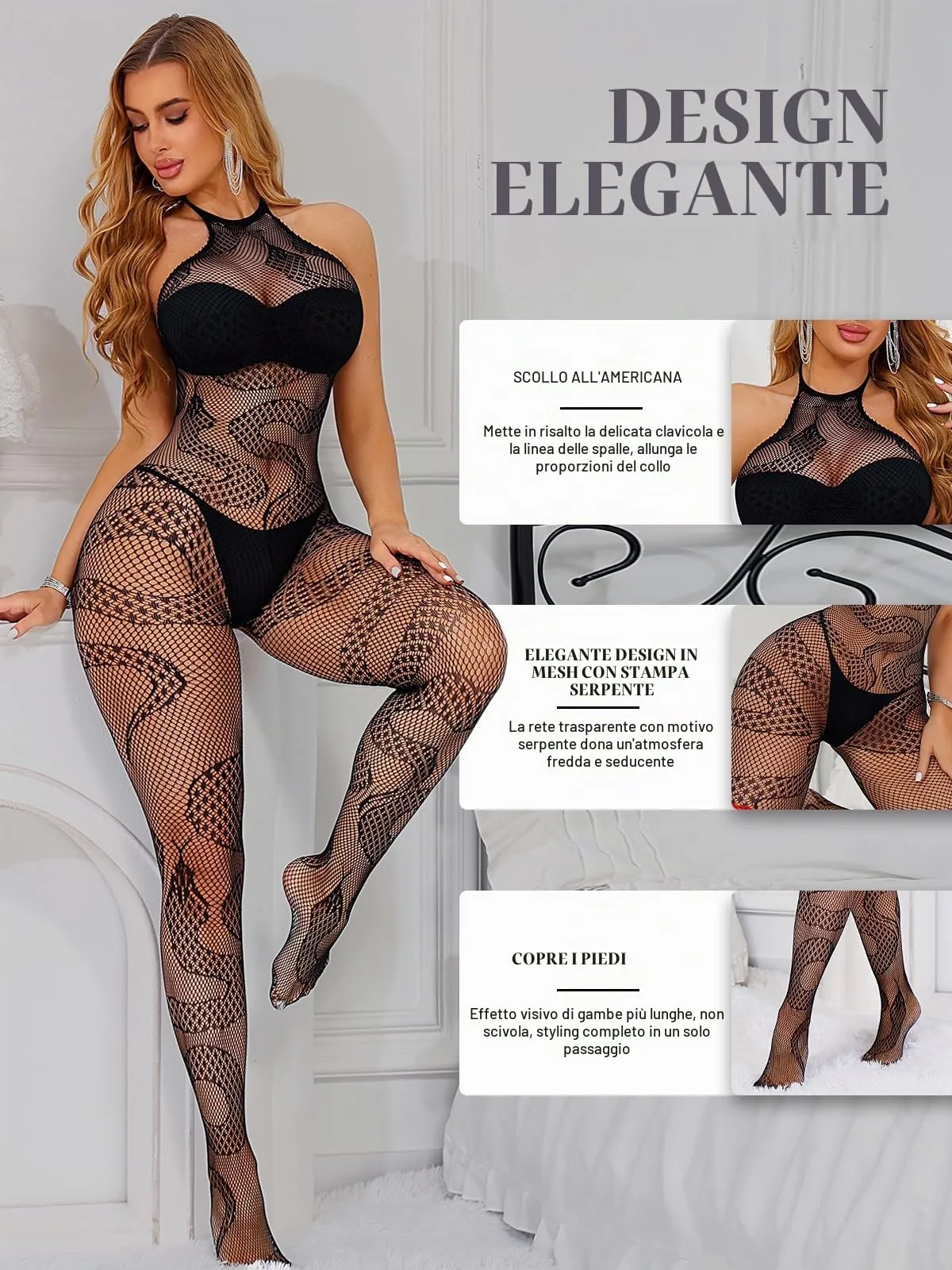 Buitifo Body in Rete da Donna, Blackls01, Taglia Unica - immagine 2