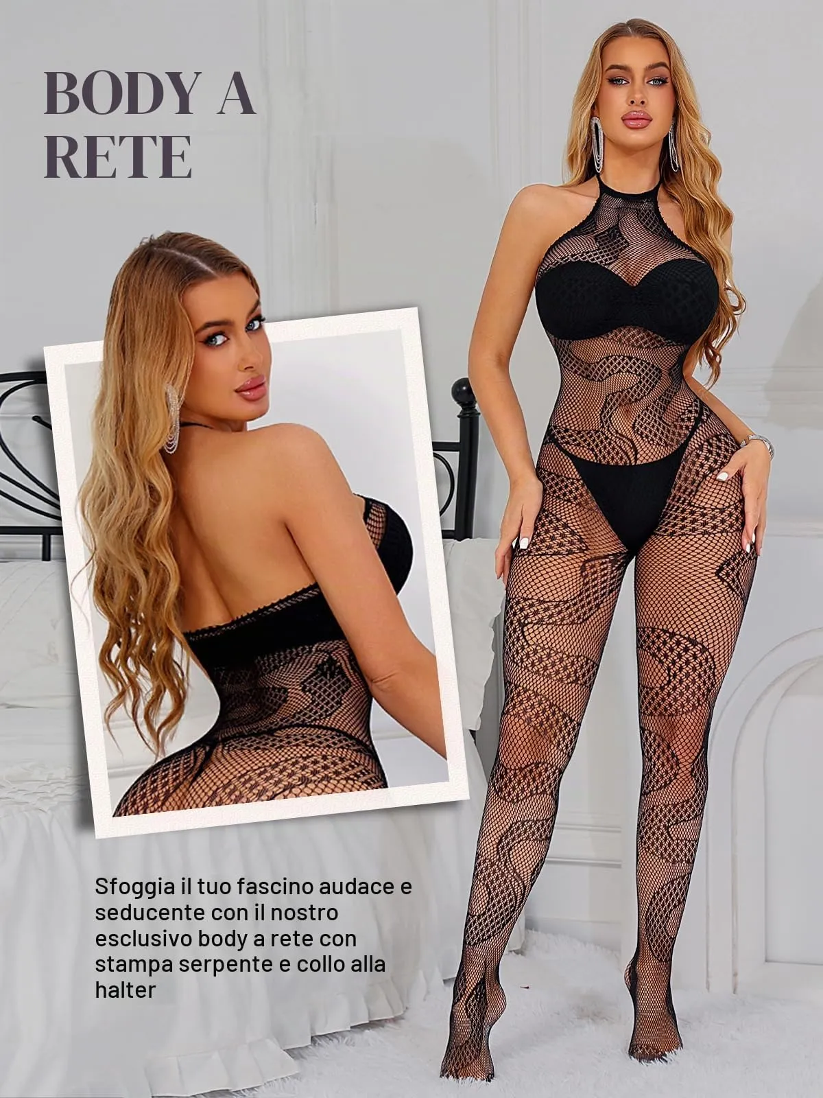 Buitifo Body in Rete da Donna, Blackls01, Taglia Unica - immagine 5
