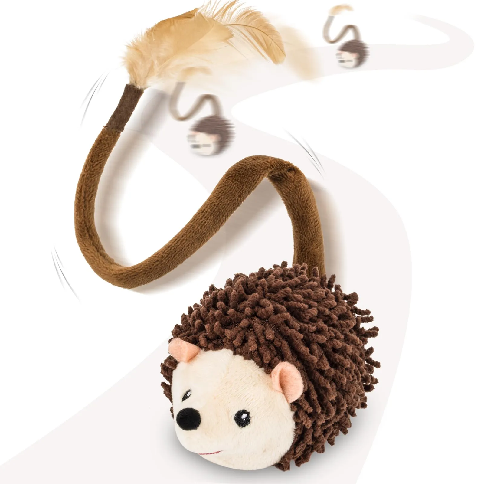 Migipaws Giocattolo Interattivo per Gatti a Rotazione 360°, con Coda in Peluche, Sensore di Movimento e Squittio, Ricaricabile - immagine 1