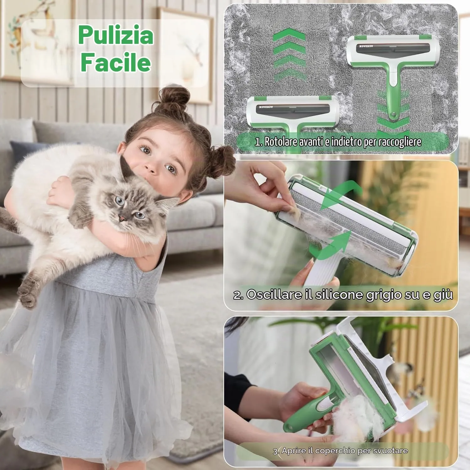 ACE2ACE Spazzola Togli Peli per Animali, Cane e Gatto - immagine 5