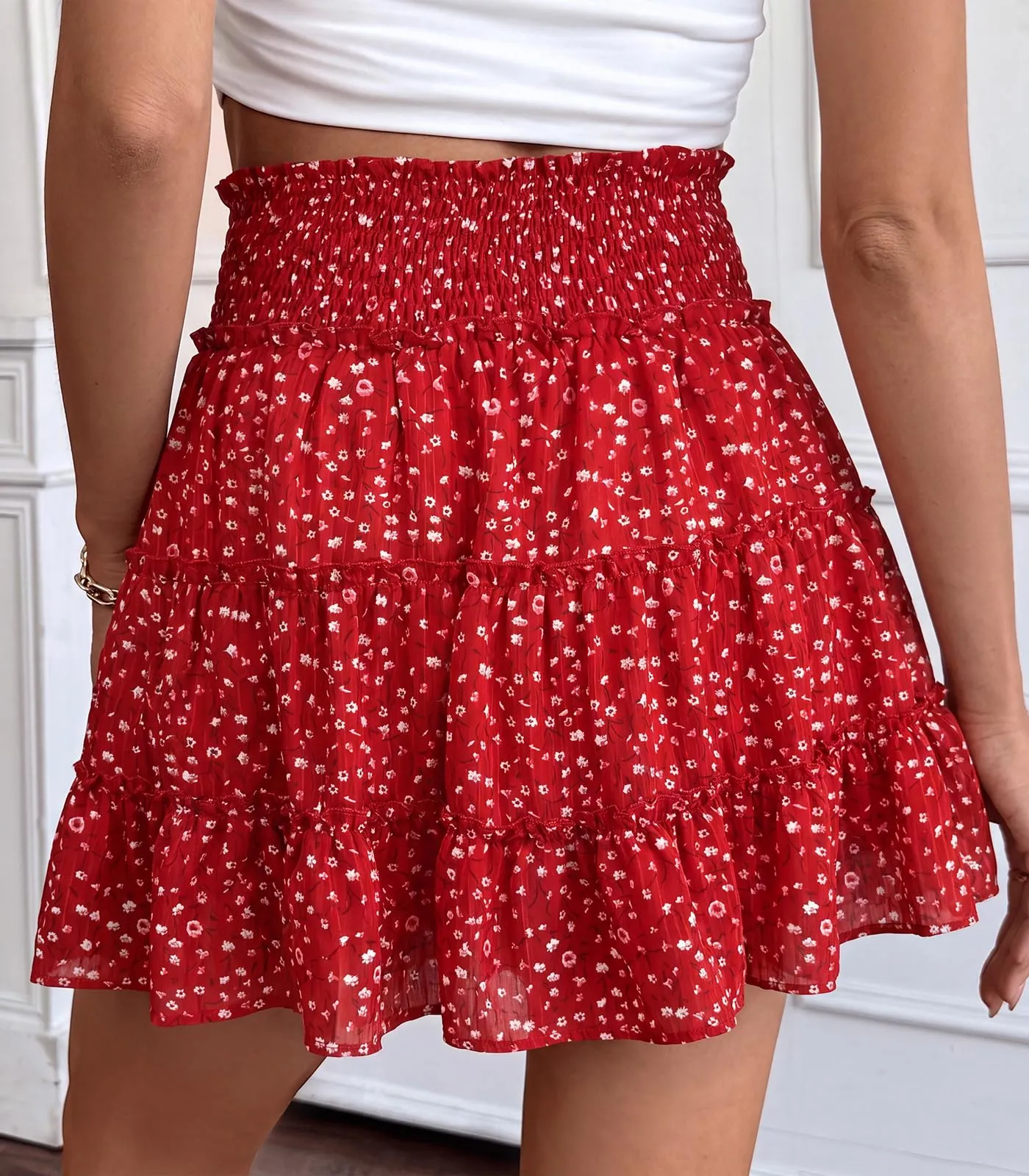 Adigaber Donna Mini Gonna Vita Alta Tinta Unita con Pantaloncini - immagine 3