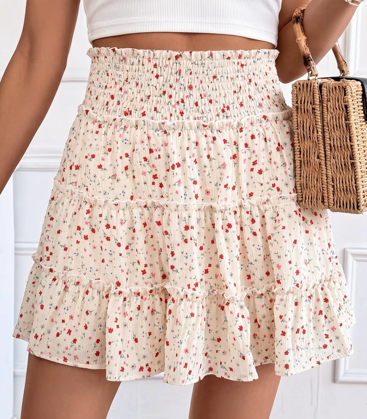 Adigaber Donna Mini Gonna Vita Alta Tinta Unita con Pantaloncini - immagine 5