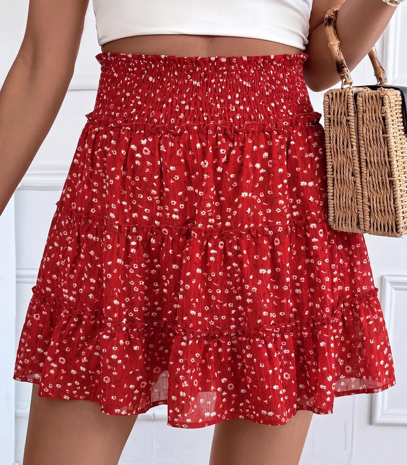 Adigaber Donna Mini Gonna Vita Alta Tinta Unita con Pantaloncini - immagine 5