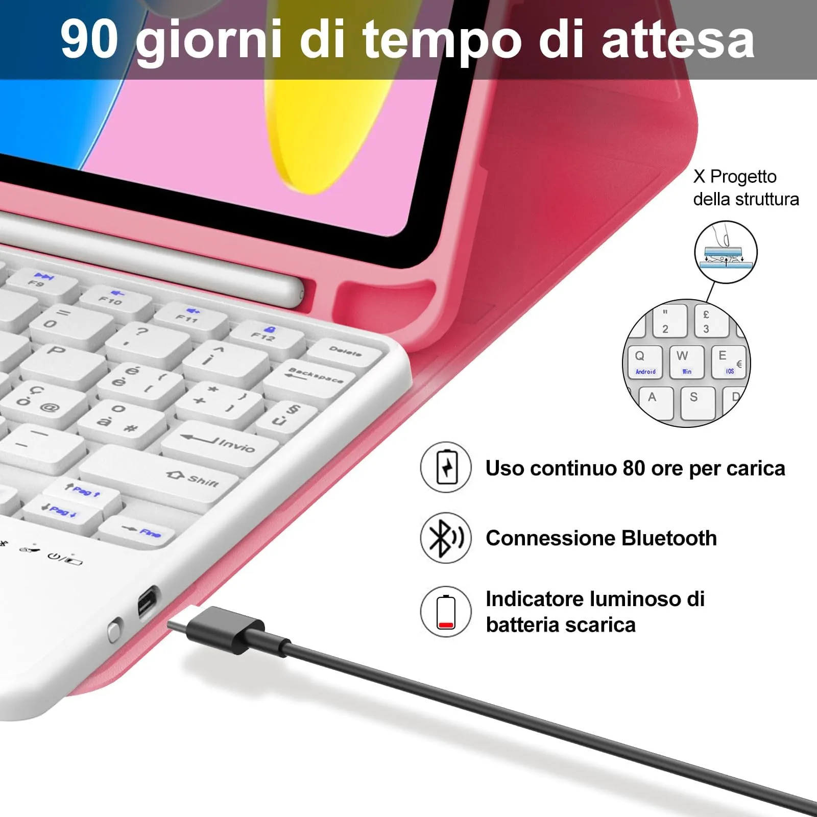 IVEOPPE Tastiera per iPad 11 Generazione 11" (2025) e iPad 10 Generazione 10.9" (2022) - immagine 4