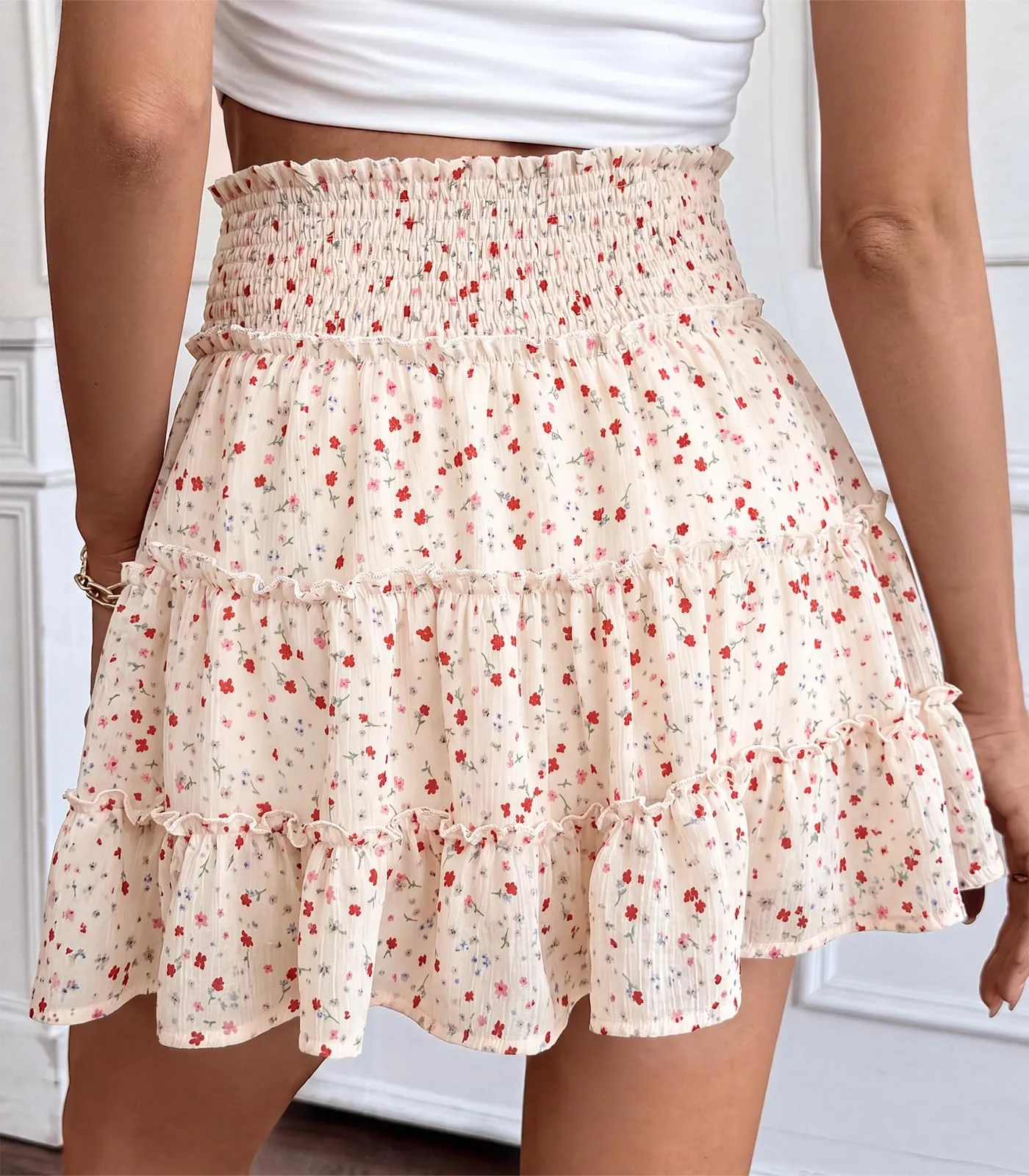 Adigaber Donna Mini Gonna Vita Alta Tinta Unita con Pantaloncini - immagine 3