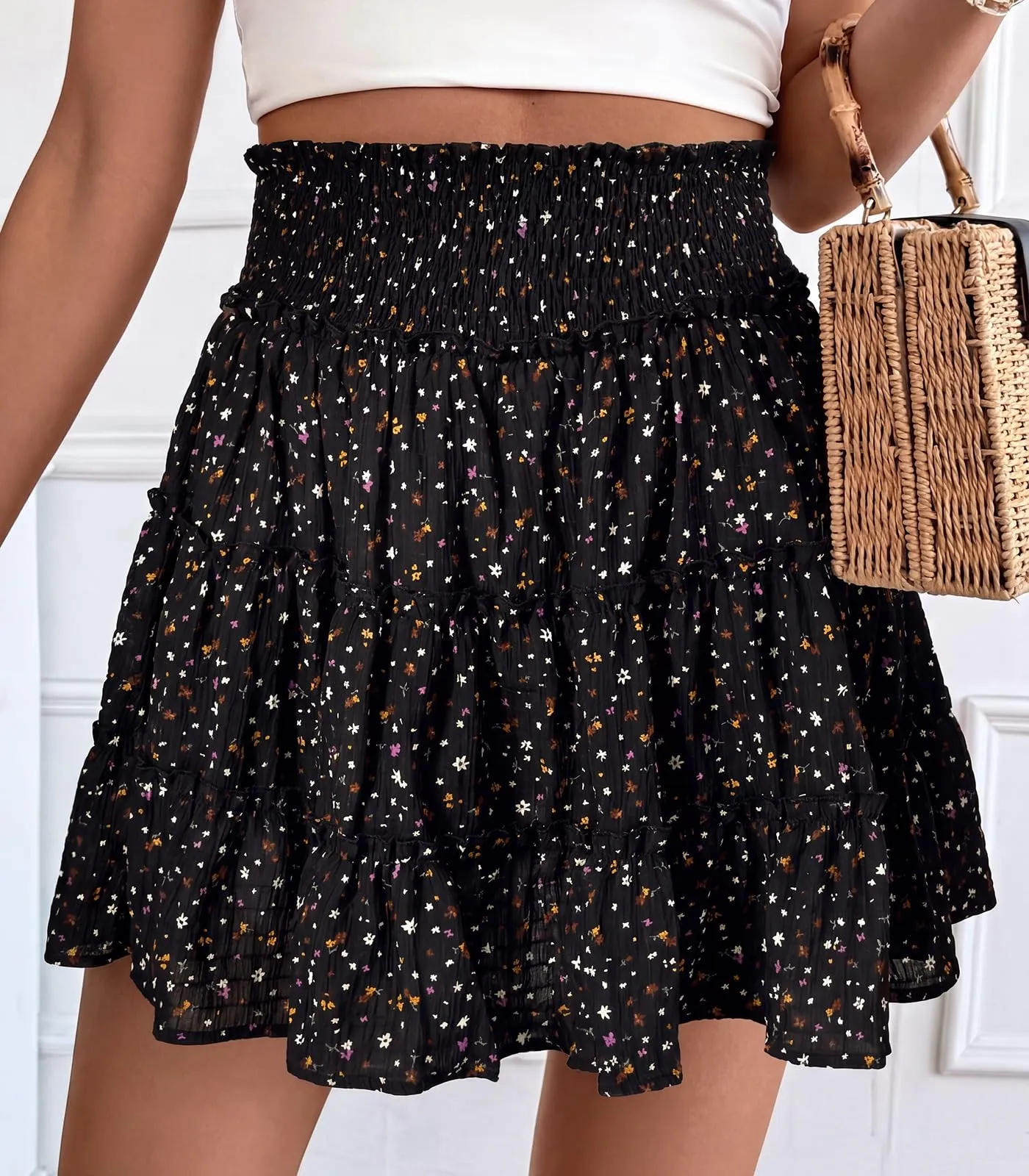 Adigaber Donna Mini Gonna Vita Alta Tinta Unita con Pantaloncini - immagine 5