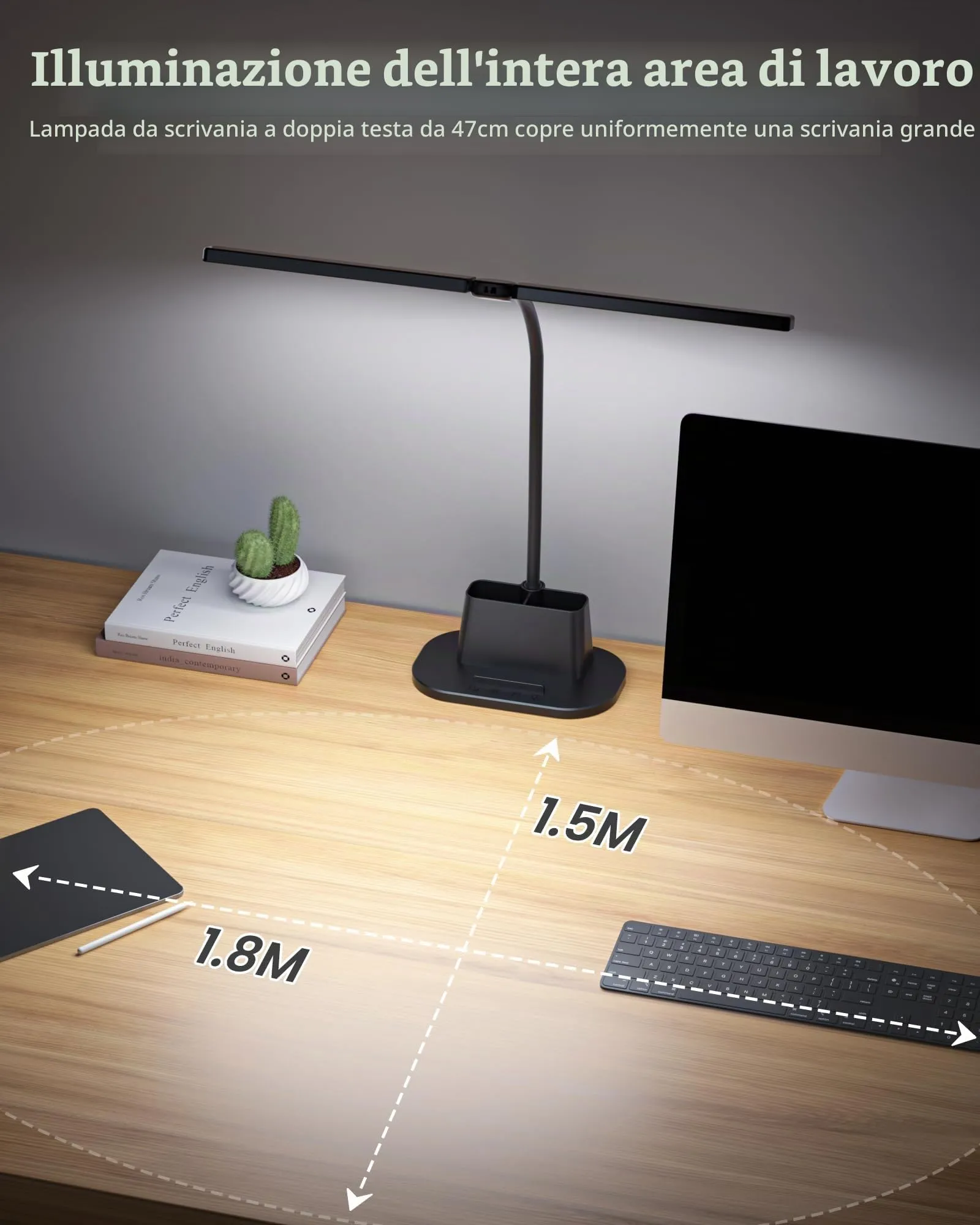 Ylatoial Lampada da Scrivania LED Doppia Testa LS65, 25 Modalità, 5 Temperature di Colore, Nero - immagine 4