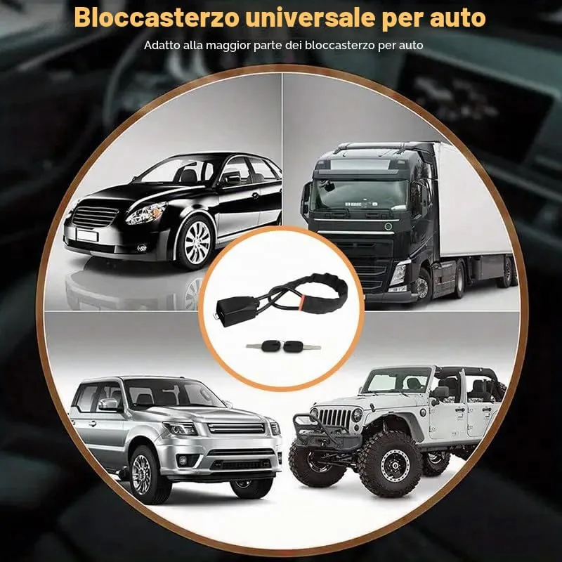 Neuytiky Bloccasterzo Auto Antifurto con Doppia Sicurezza, Cavo in Acciaio Rinforzato, 3 Chiavi, Universale (Nero) - immagine 8
